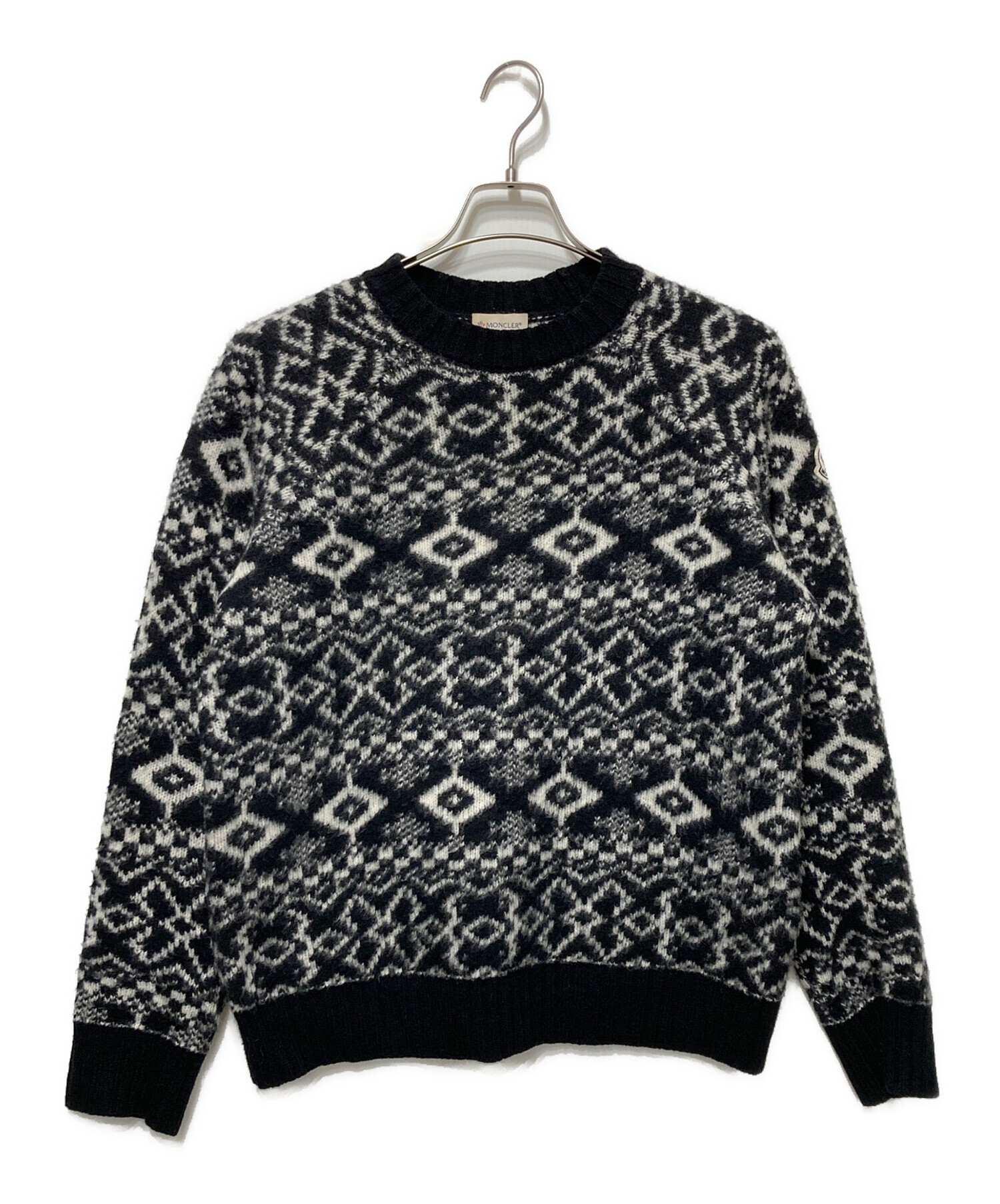 中古・古着通販】MONCLER (モンクレール) 総柄ウールセーター ホワイト 