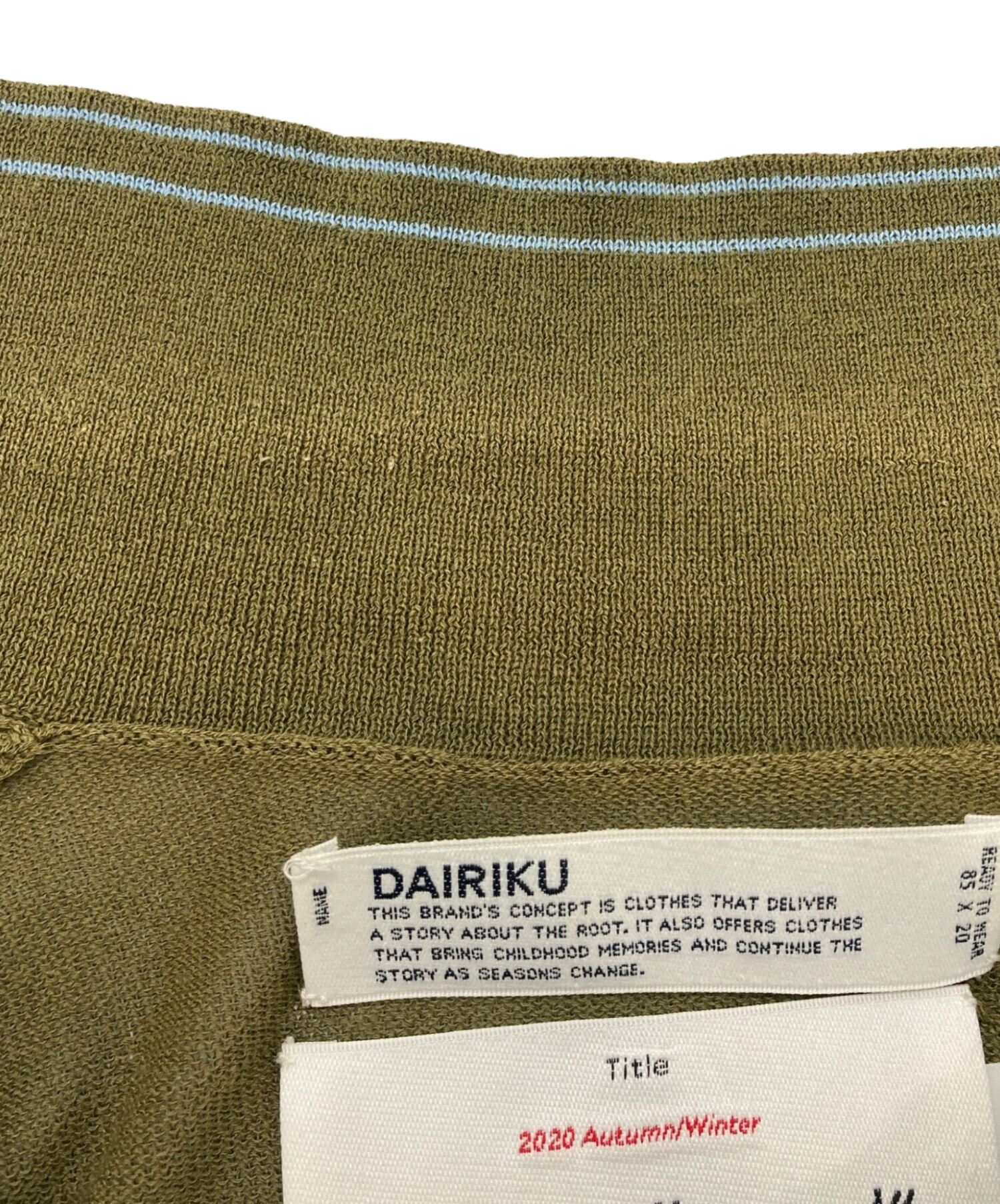 中古・古着通販】DAIRIKU (ダイリク) long sleeve polo Knit オリーブ 