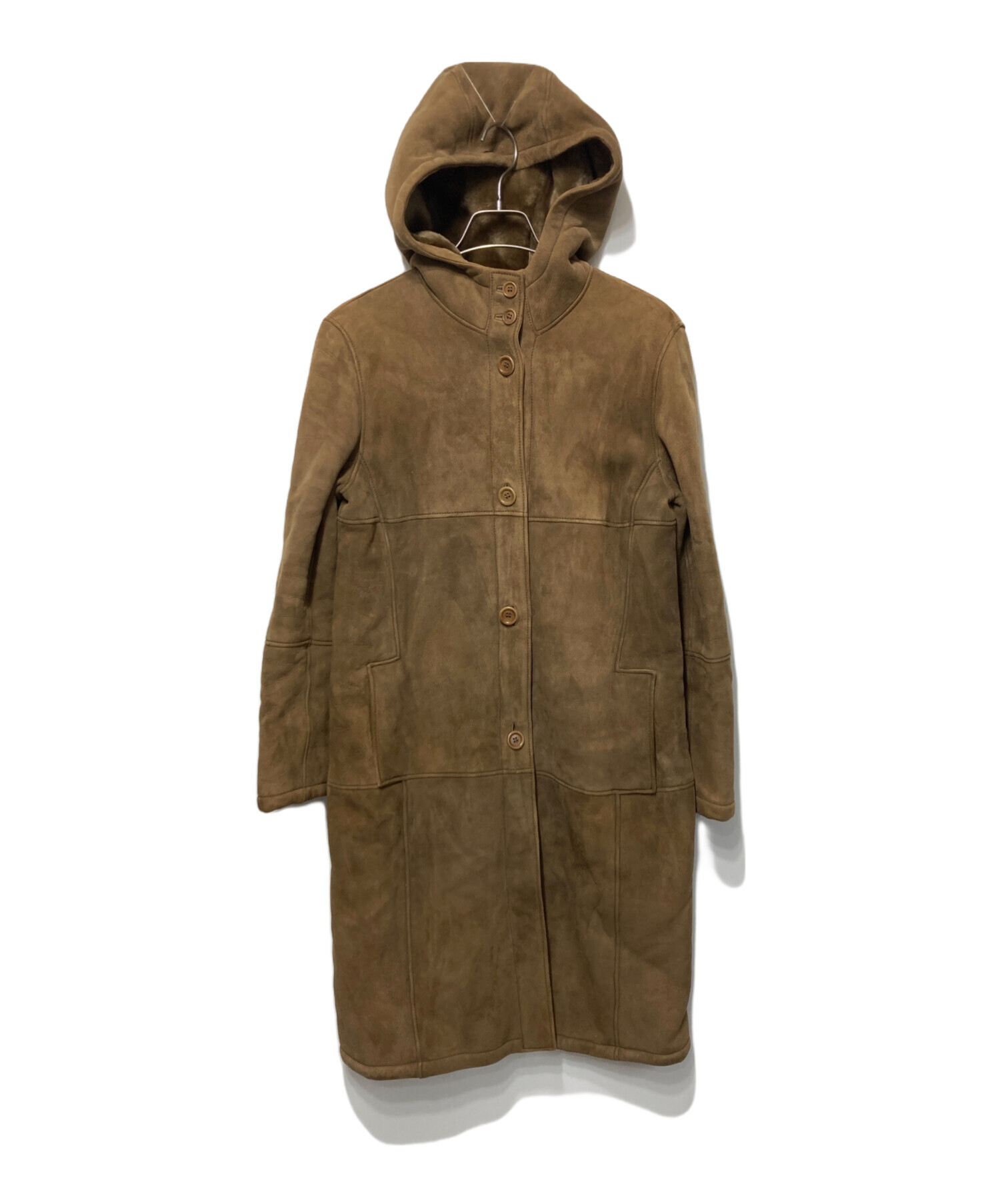 中古・古着通販】LOEWE (ロエベ) フード付ムートンコート ブラウン