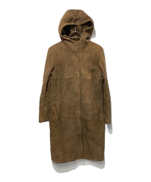 中古・古着通販】LOEWE (ロエベ) フード付ムートンコート ブラウン