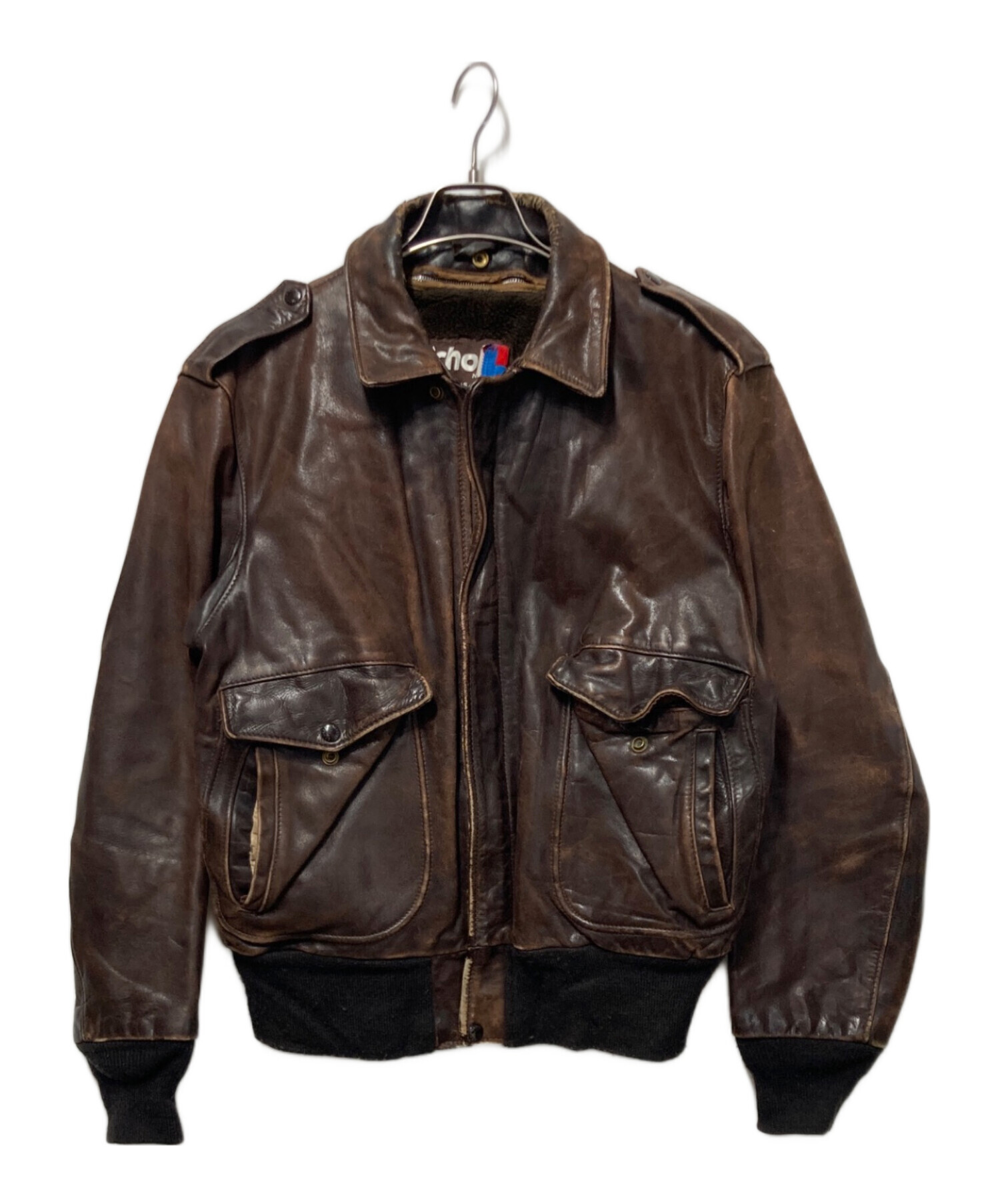 希少サイズ ショット USA製 レザー フライトジャケット 48 A-2 古着 中古・古着通販】Schott (ショット) A-2 レザーフライトジャケット