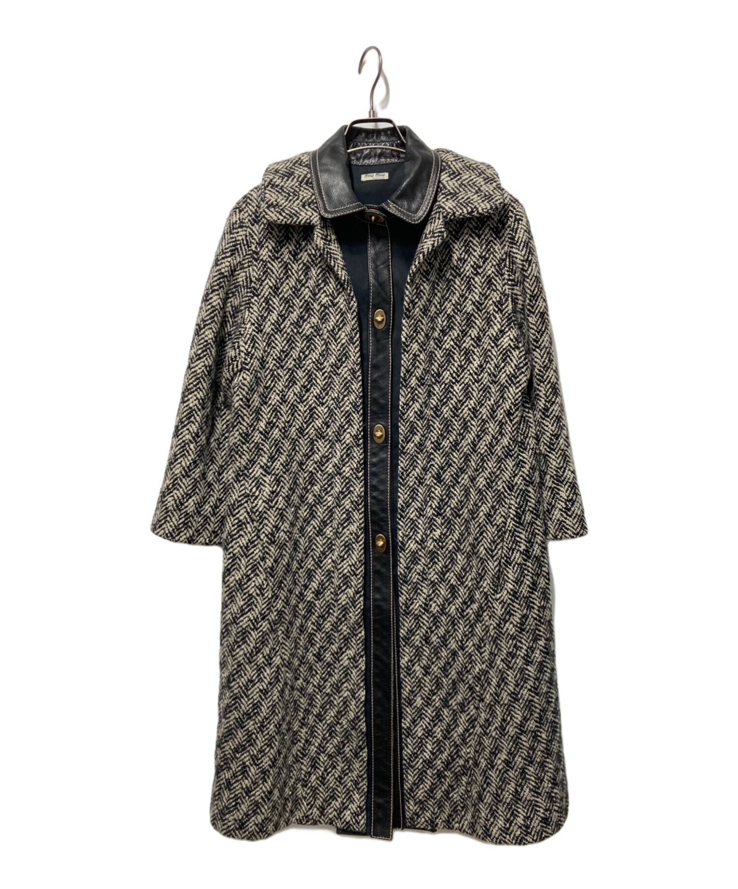 中古・古着通販】MIU MIU (ミュウミュウ) ツイードレザーコート