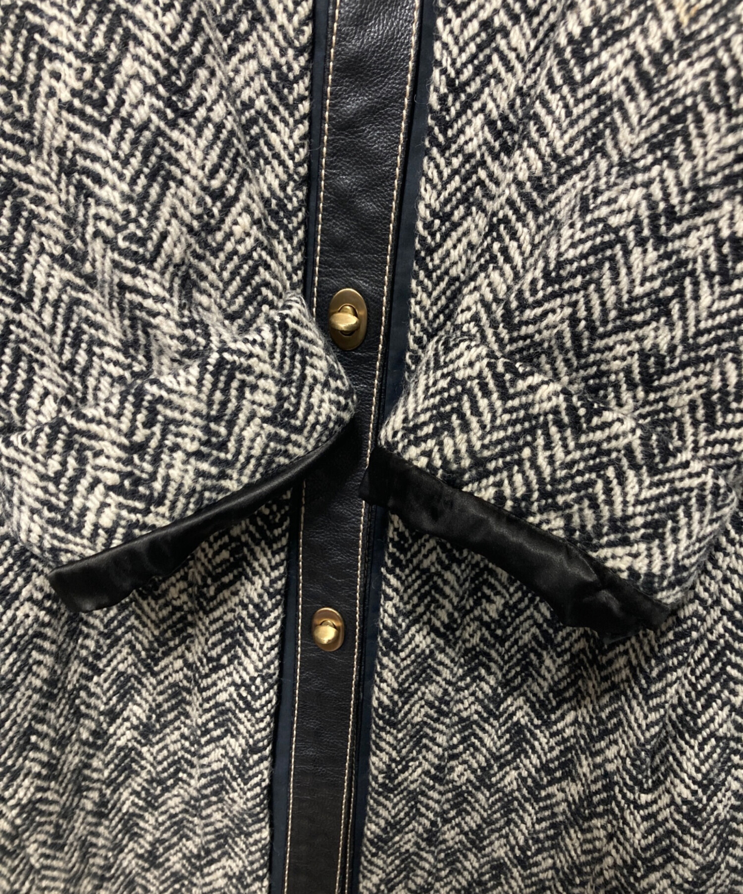 中古・古着通販】MIU MIU (ミュウミュウ) ツイードレザーコート