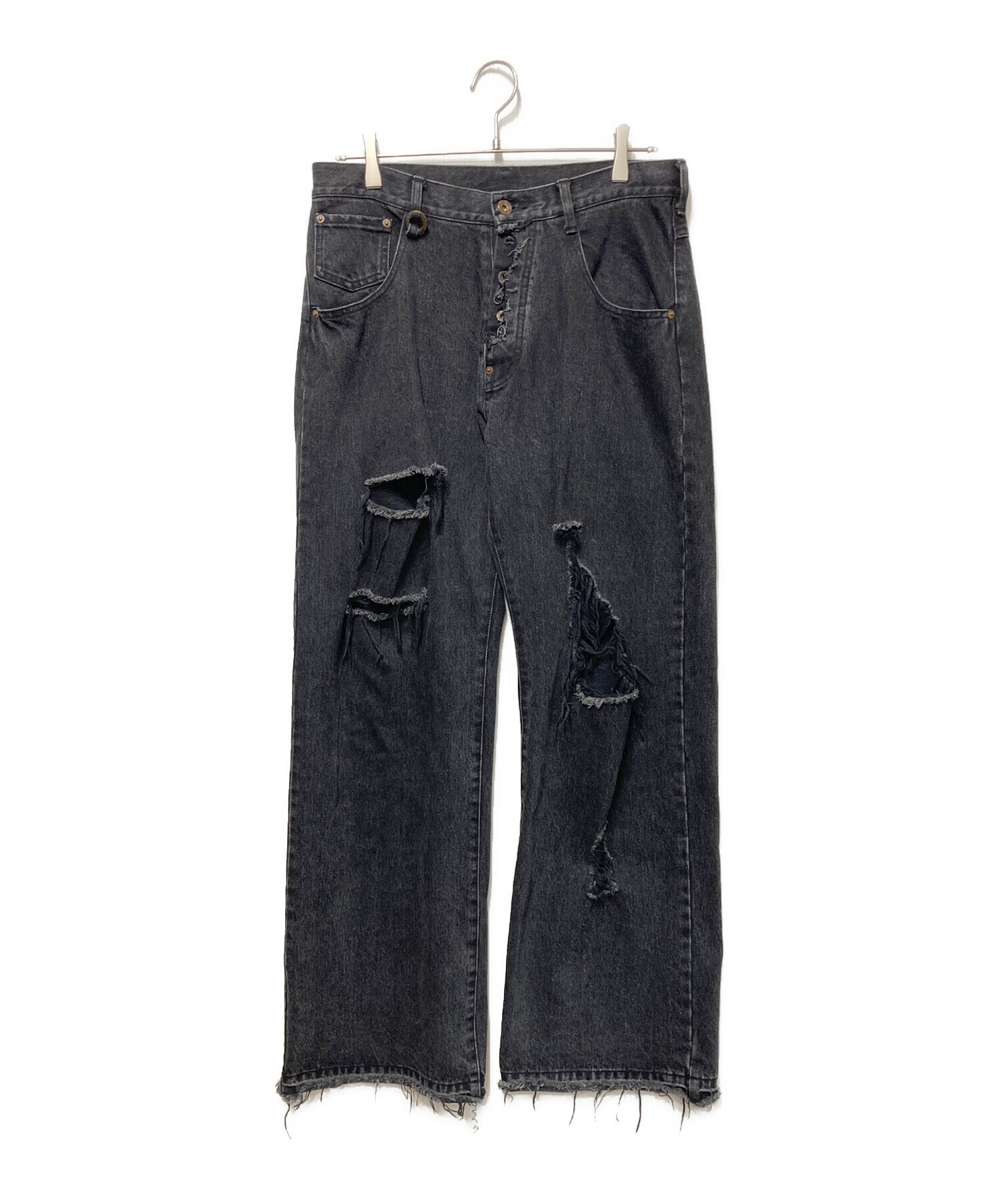 SOSHIOTSUKI ソウシオオツキ ボトムス 46 ブラック メンズ 中古・古着通販】SOSHIOTSUKI (ソウシ オオツキ) Crashed Denim Pants