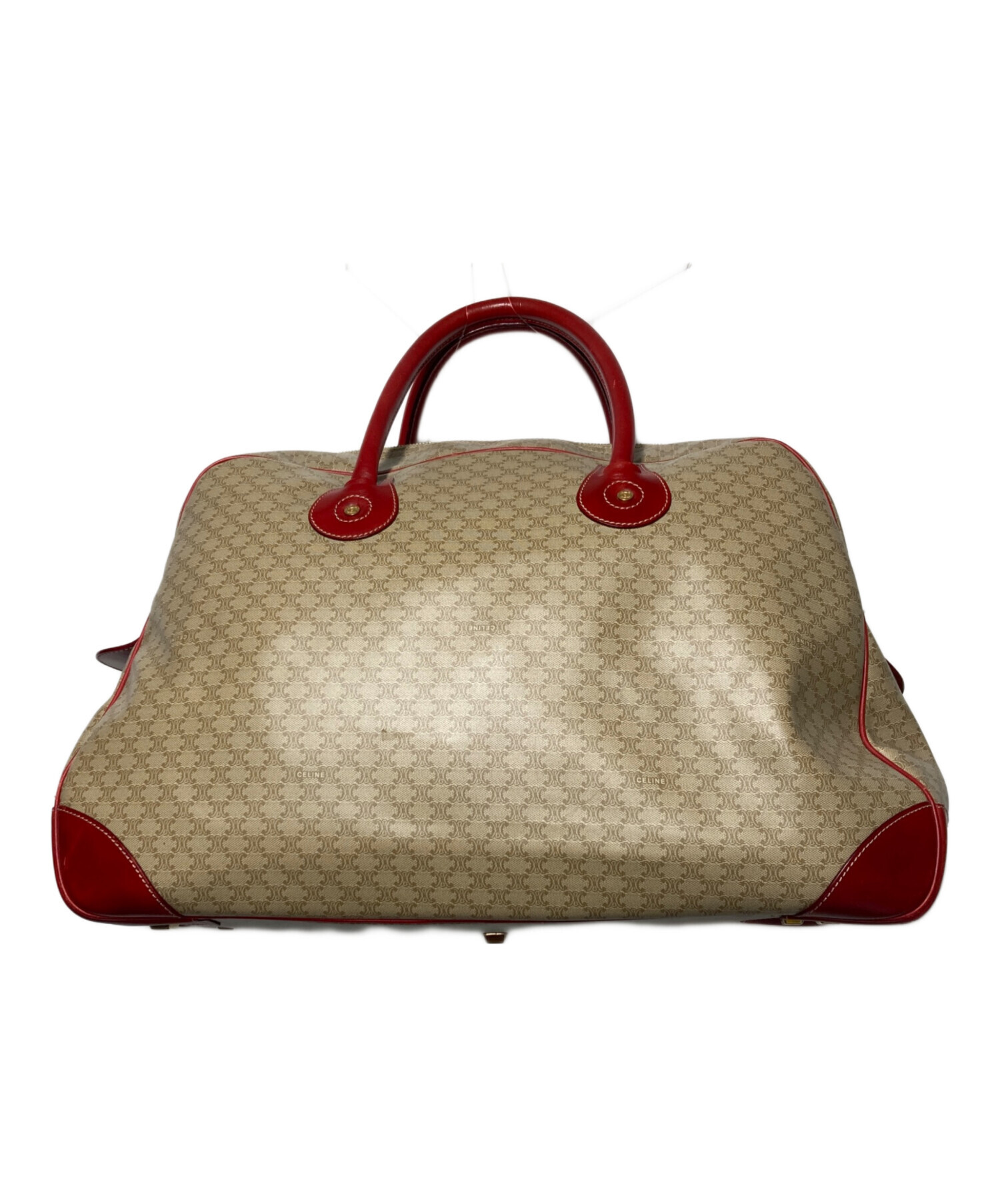 中古・古着通販】CELINE (セリーヌ) ボストンバッグ レッド×ベージュ