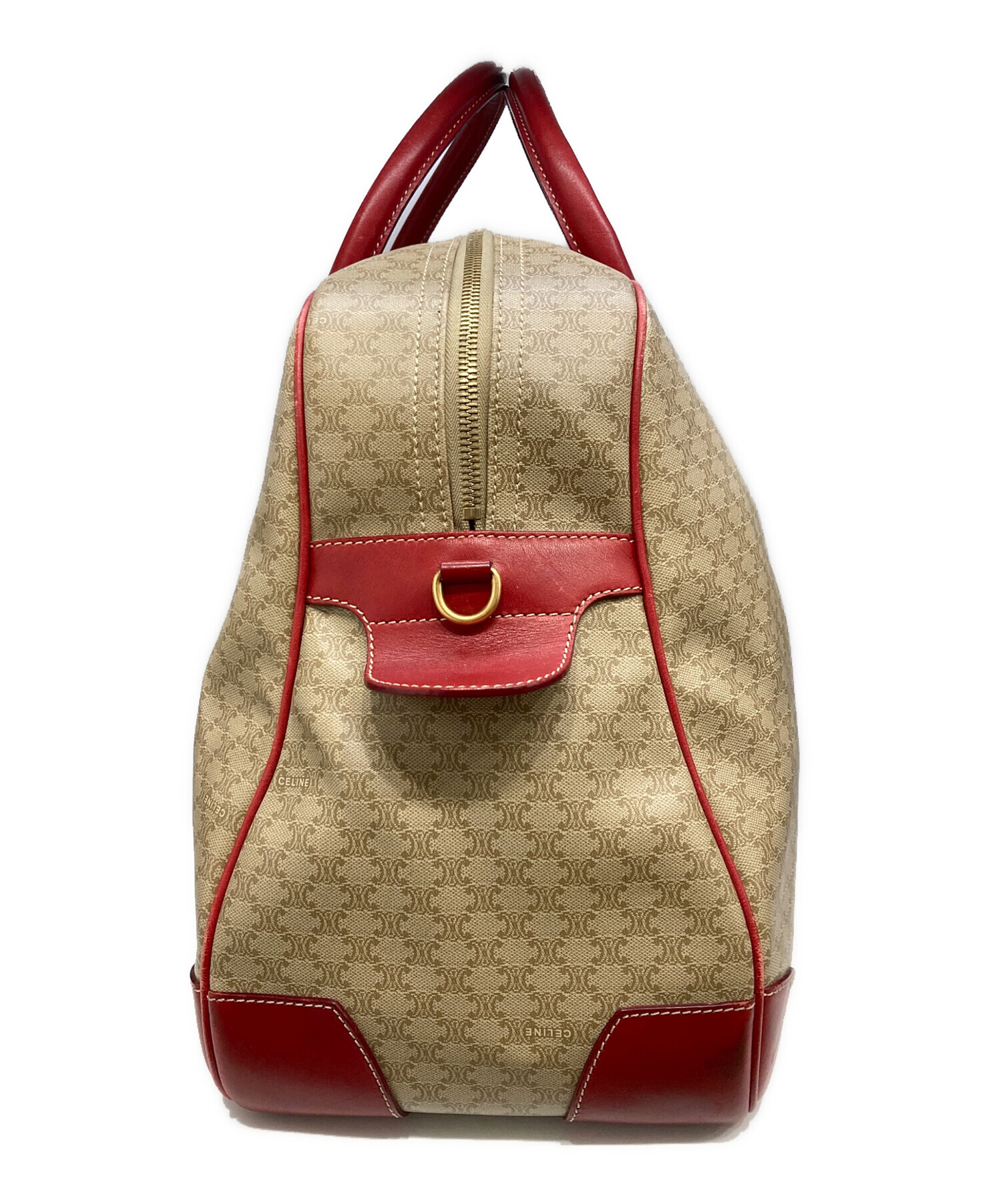 中古・古着通販】CELINE (セリーヌ) ボストンバッグ レッド×ベージュ