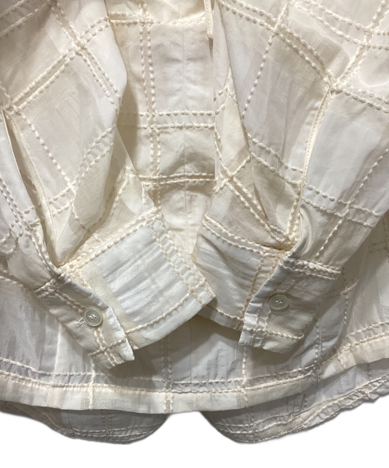 中古・古着通販】CLANE (クラネ) SHEER CHECK TUCK WAIST BLOUSE 