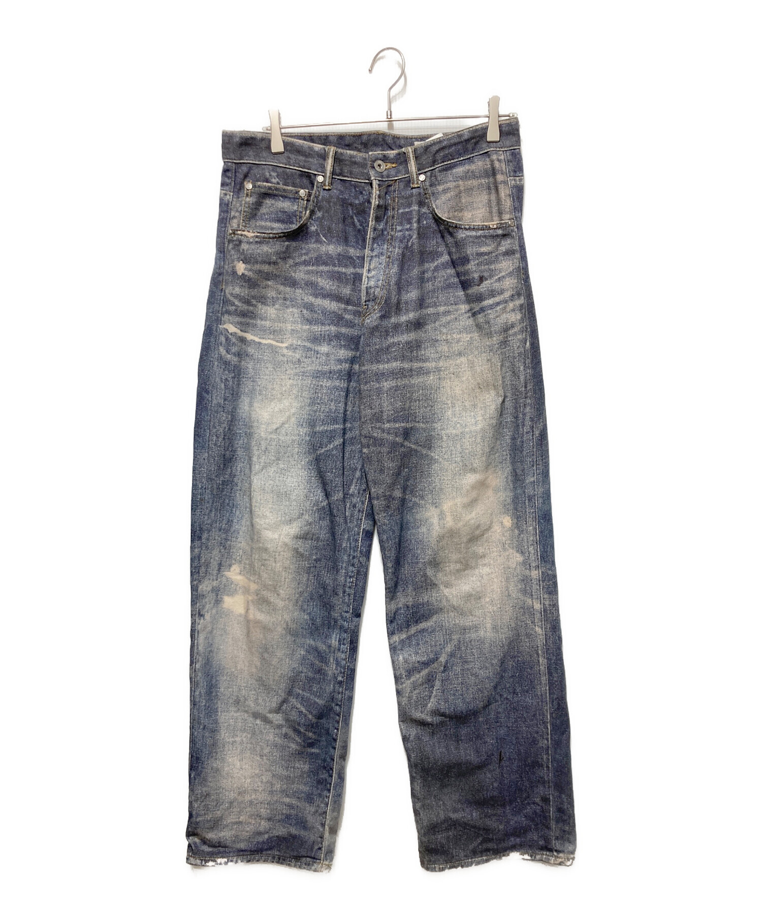 ZARA プリント加工ビンテージバギーデニム 38 ZARA】ウォッシュド加工プリントバギーフィットジーンズ (ZARA