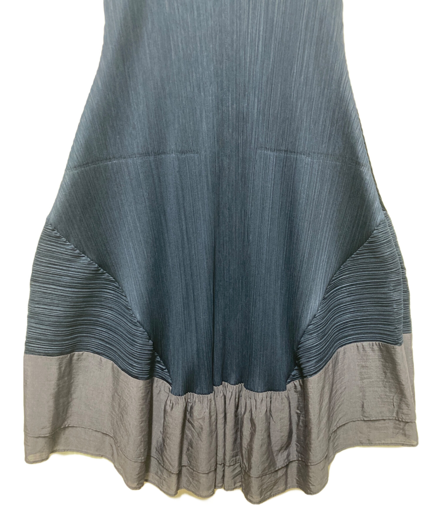 PLEATS PLEASE ノースリーブ ロングワンピース ネイビー　サイズ3 中古・古着通販】PLEATS PLEASE (プリーツプリーズ) ノースリーブ