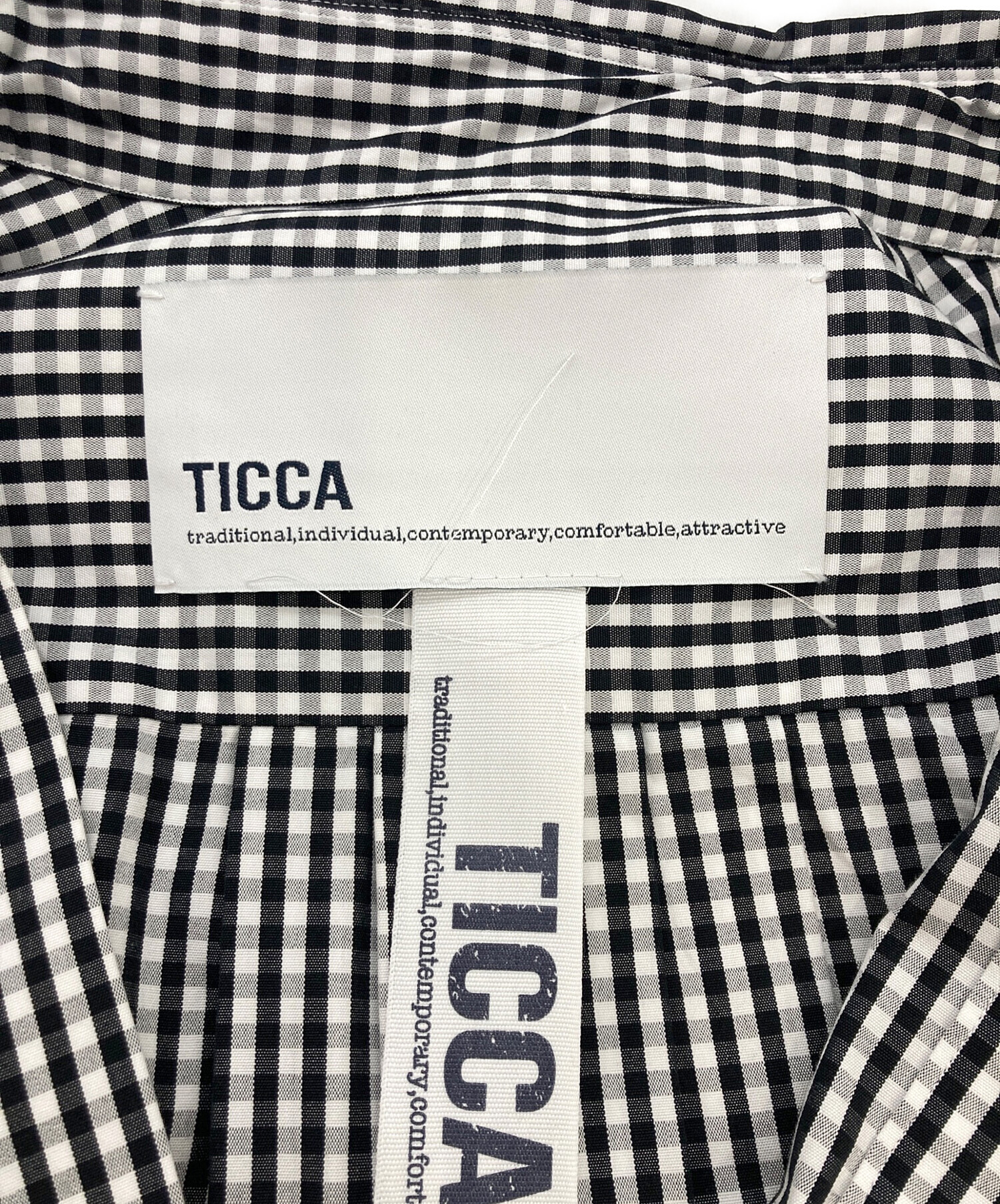 中古・古着通販】ticca (ティッカ) ギンガムチェック スクエアシャツ