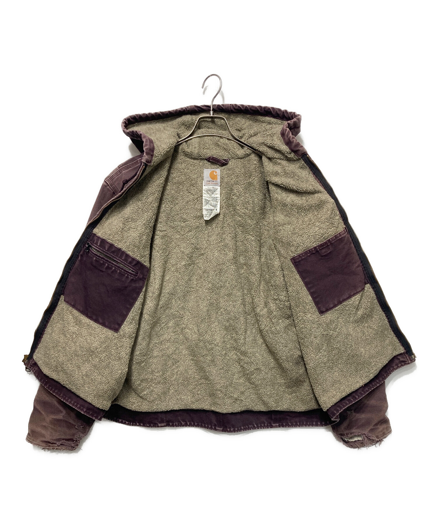 90s Carhartt カーハート シエラジャケット 裏ボア パープル M カーハート carhartt シエラ アクティブジャケット パーカー 裏地ボア