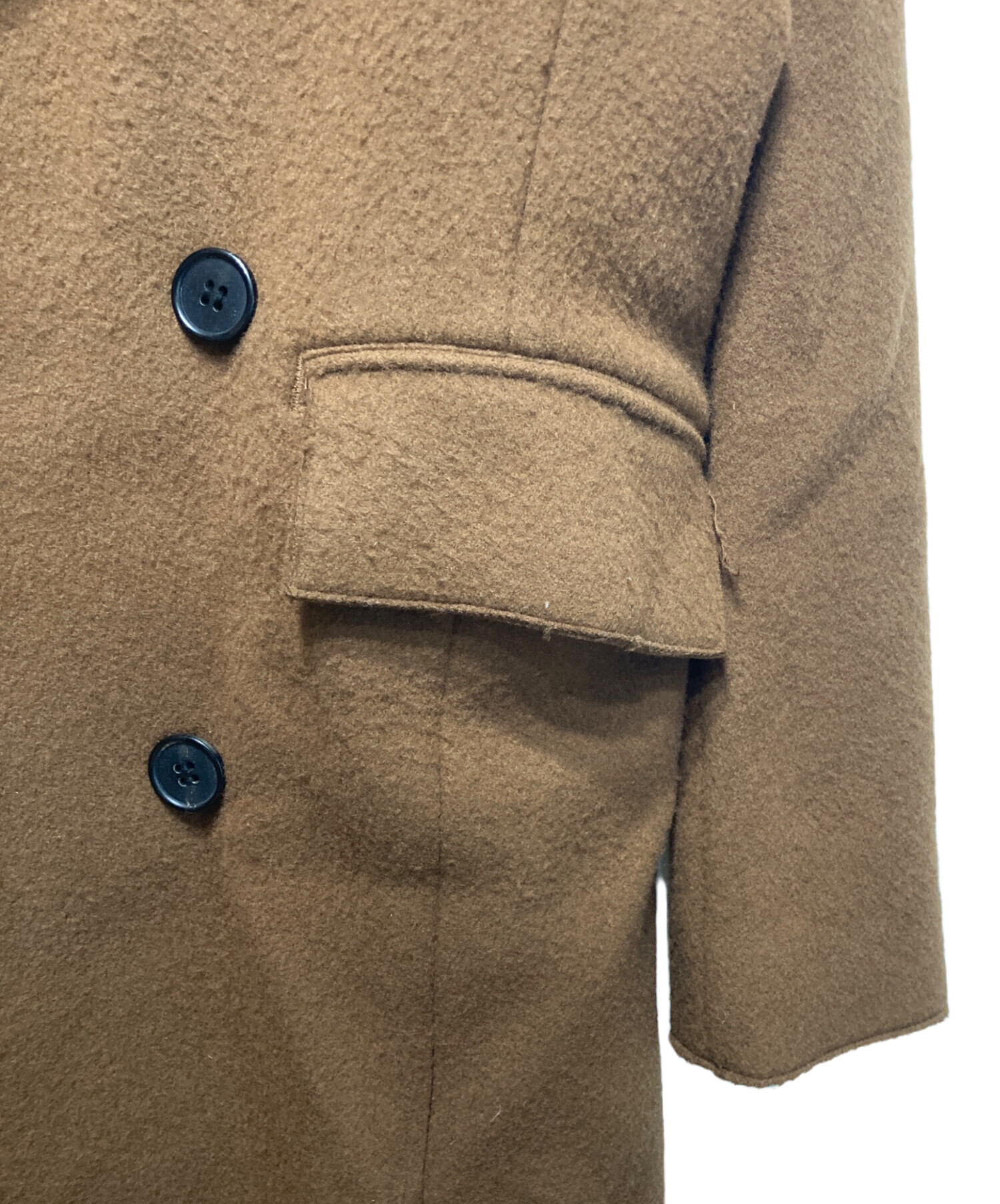 juha ユハ CUTOFF BIG LAPEL ロング コート 1 ブラウン茶 juha（ユハ）の「CUT OFF BIG LAPEL COAT（チェスターコート）」 - WEAR