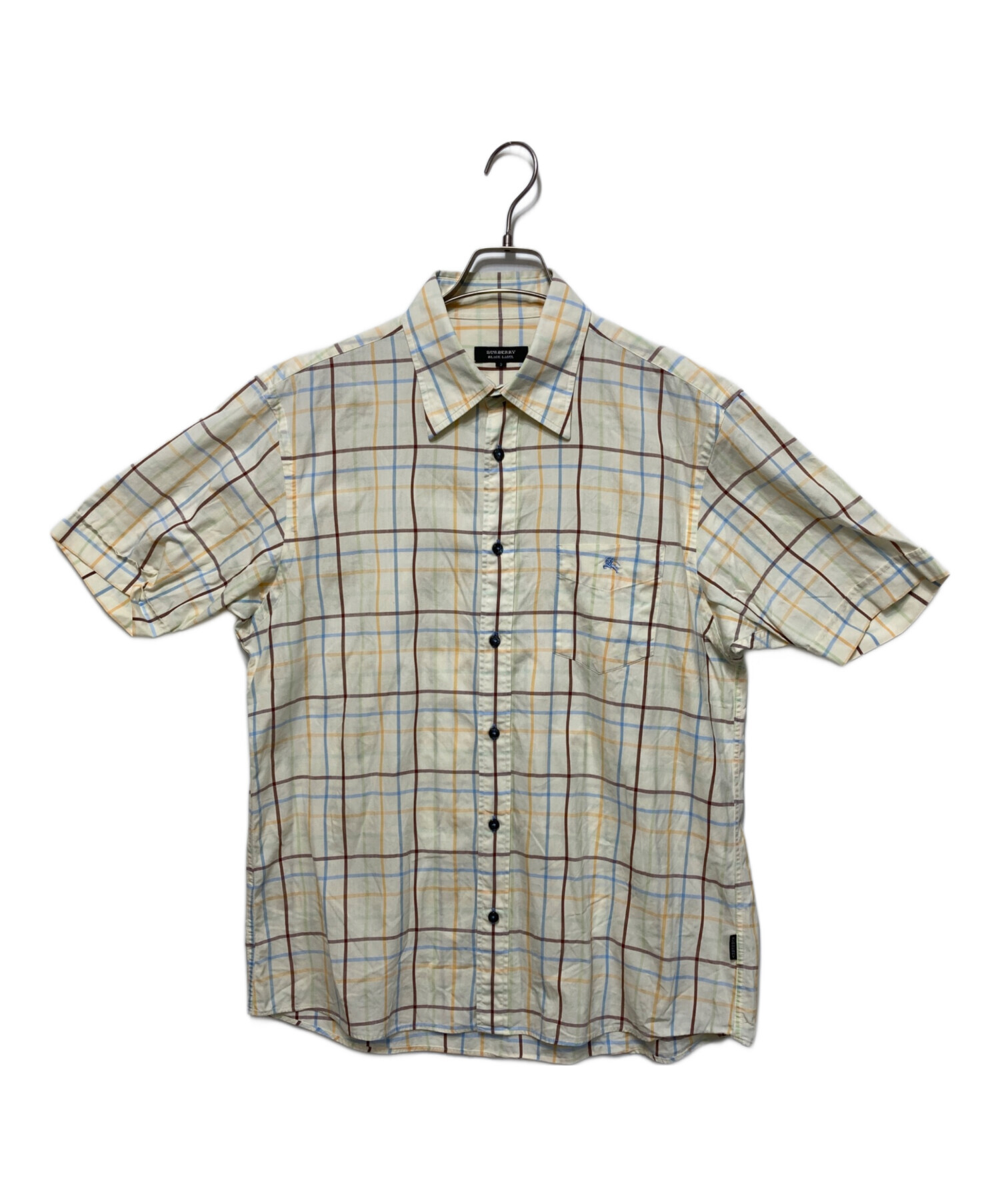 BURBERRY BLACK LABEL 総柄 半袖シャツ ブラウン 3極美品 中古・古着通販】BURBERRY BLACK LABEL (バーバリーブラックレーベル