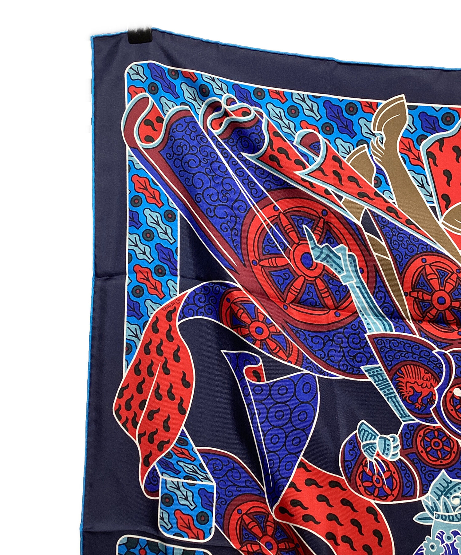 HERMES エルメス スカーフ Cliquetis ネイビー レッド 中古・古着通販】HERMES (エルメス) スカーフ ネイビー×レッド