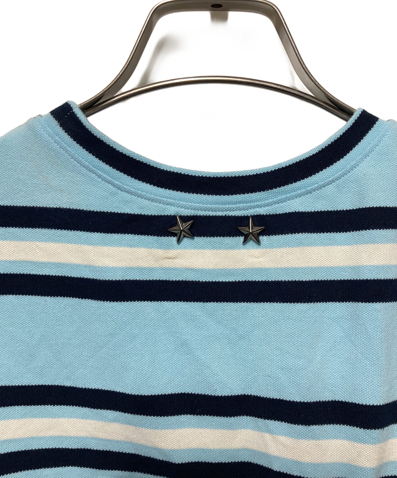 トップス bibiy. LOLA PEPURAMU TOP 中古・古着通販】Bibiy. (ビビィ) LOLA PEPURAMU TOP ホワイト×ブルー