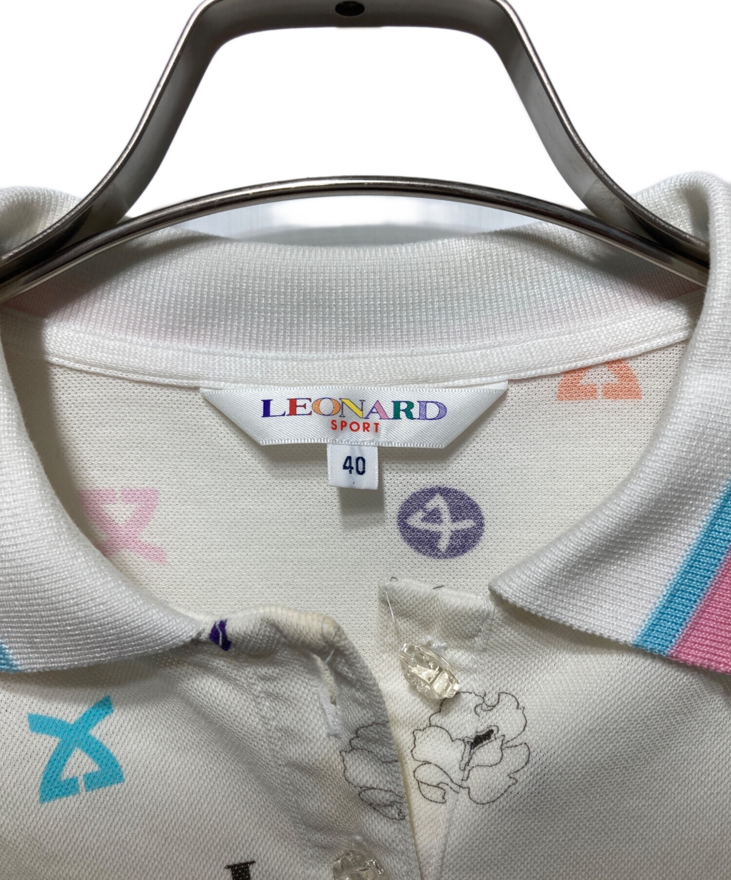 レオナールスポーツ　ポロシャツ　トップス　花柄　ロゴボタン　サイズ40 レオナールスポーツ LEONARD SPORT ポロシャツ 半袖 花柄 40 緑 - メルカリ