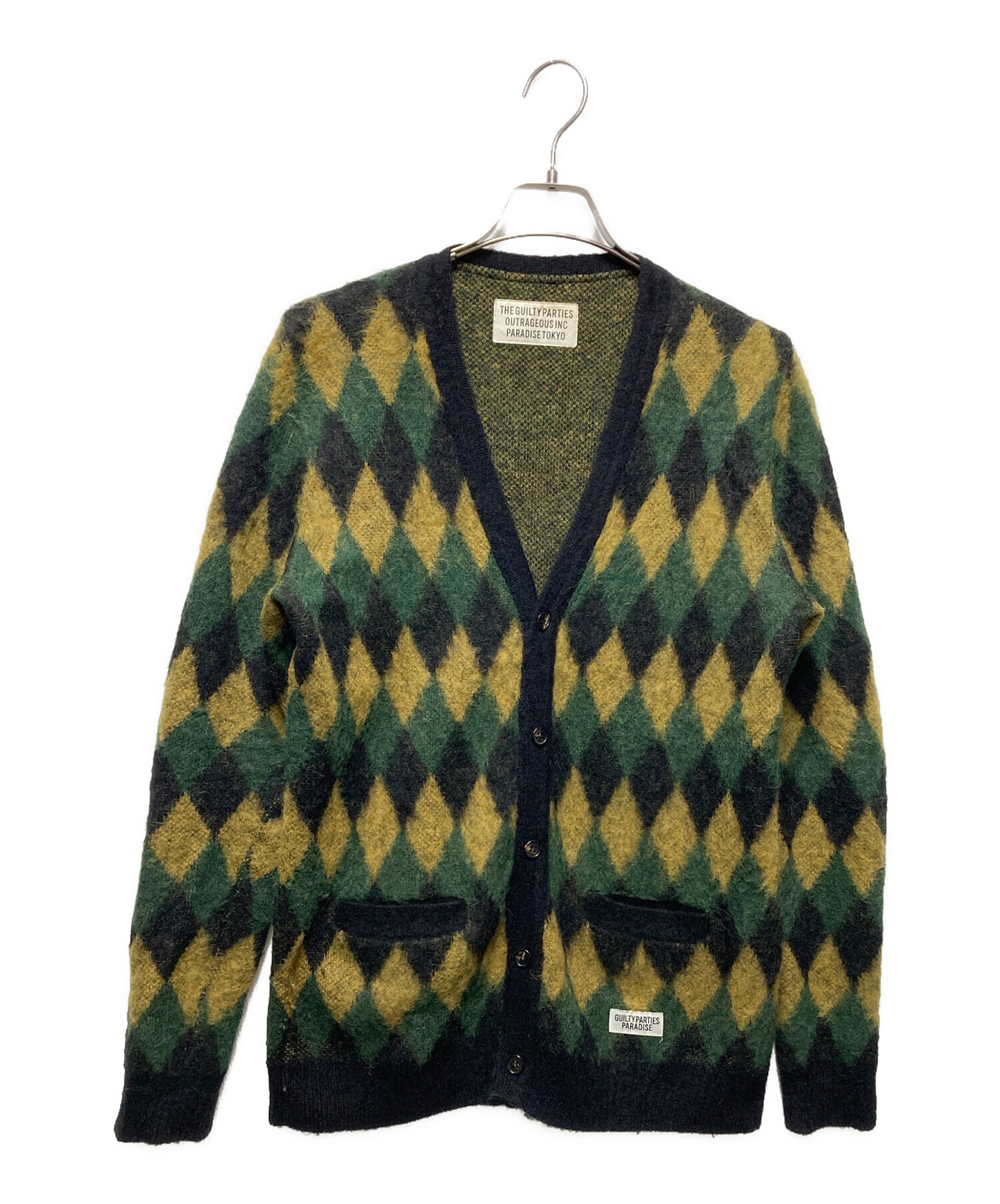 グリーン カーディガン Mサイズ アルパカ グリーン カーディガン Mサイズ アルパカ ポケット付ショートVネック