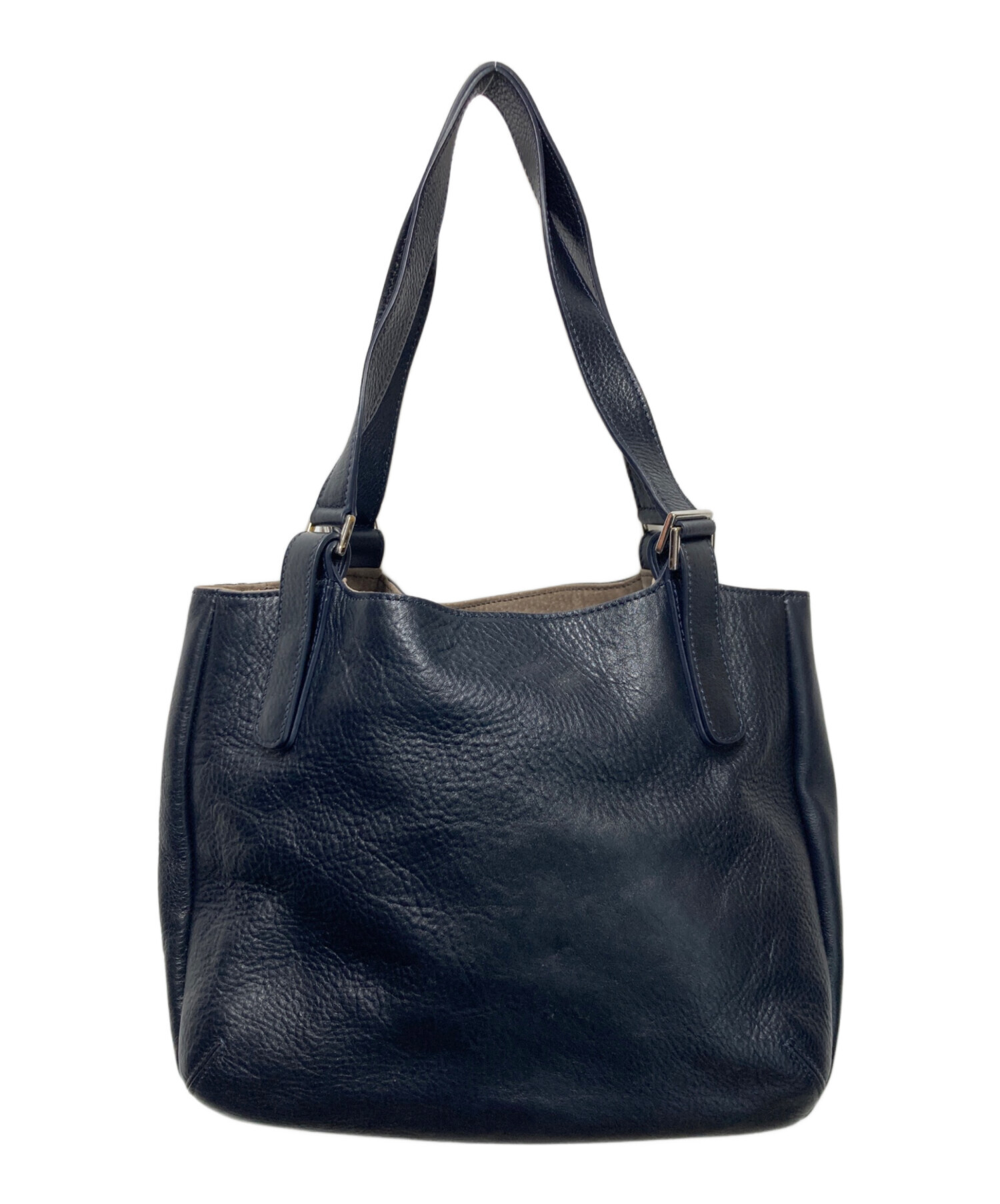 HIROFU　ヒロフ　トートバッグ　ネイビー 中古・古着通販】HIROFU (ヒロフ) ソーロレザートートバッグ ネイビー