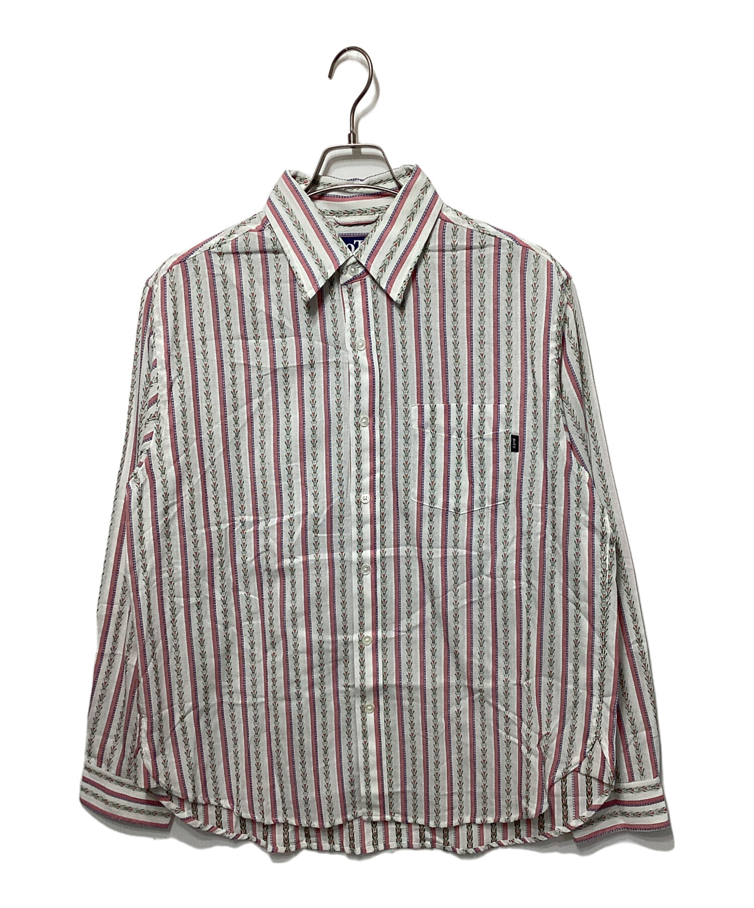 中古・古着通販】BoTT (ボット) Flower Striped Shirt ホワイト×ピンク
