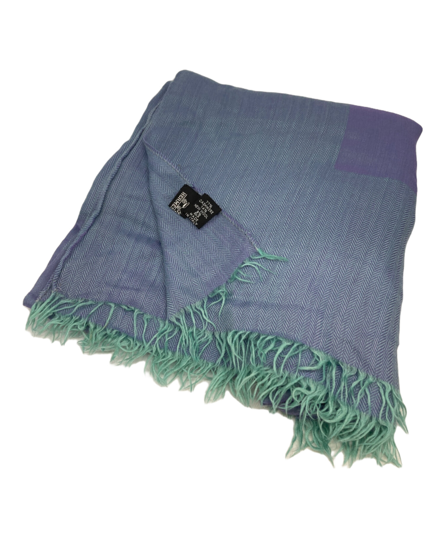 中古・古着通販】HERMES (エルメス) カシミヤ混ストール ブルー