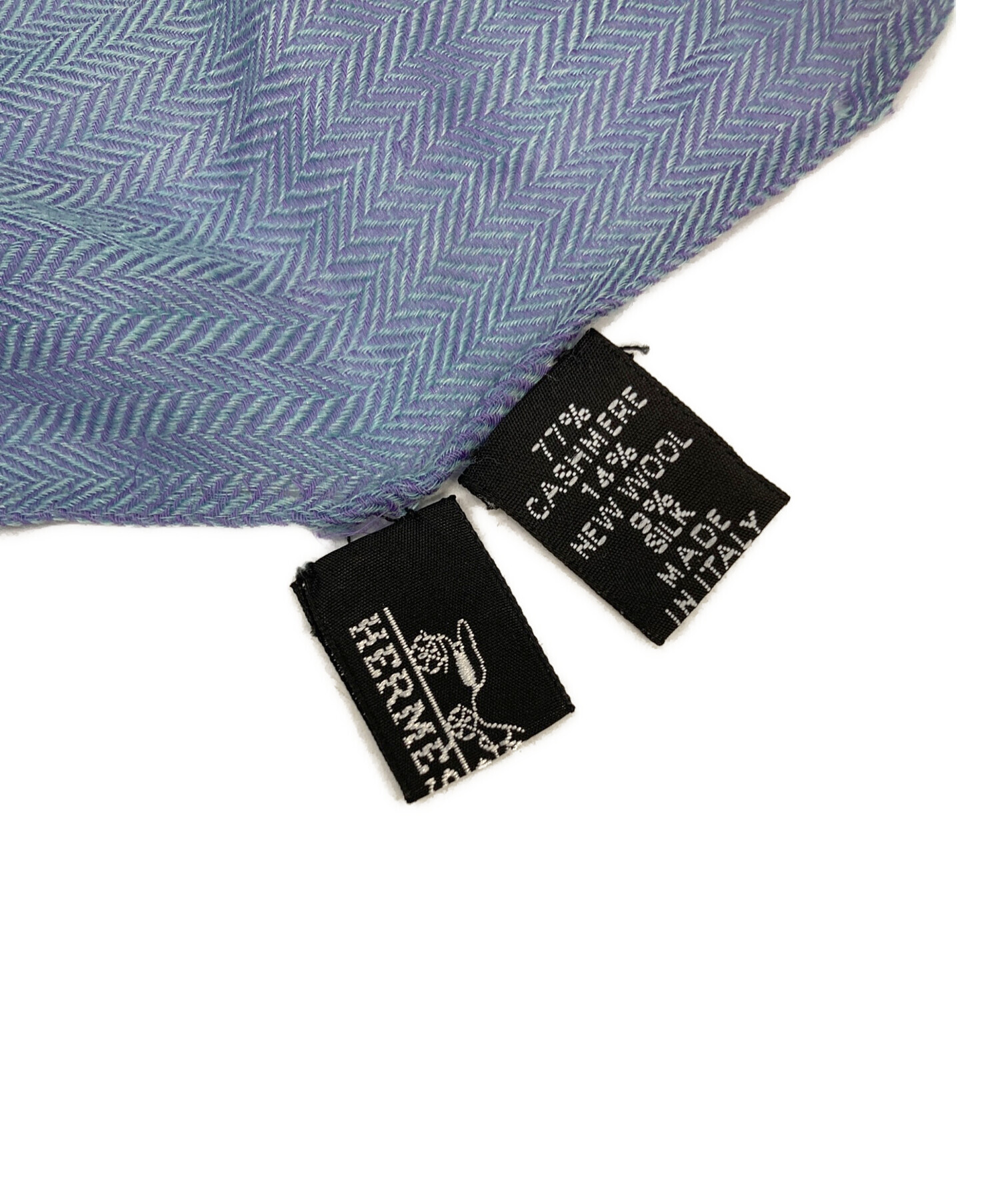 中古・古着通販】HERMES (エルメス) カシミヤ混ストール ブルー