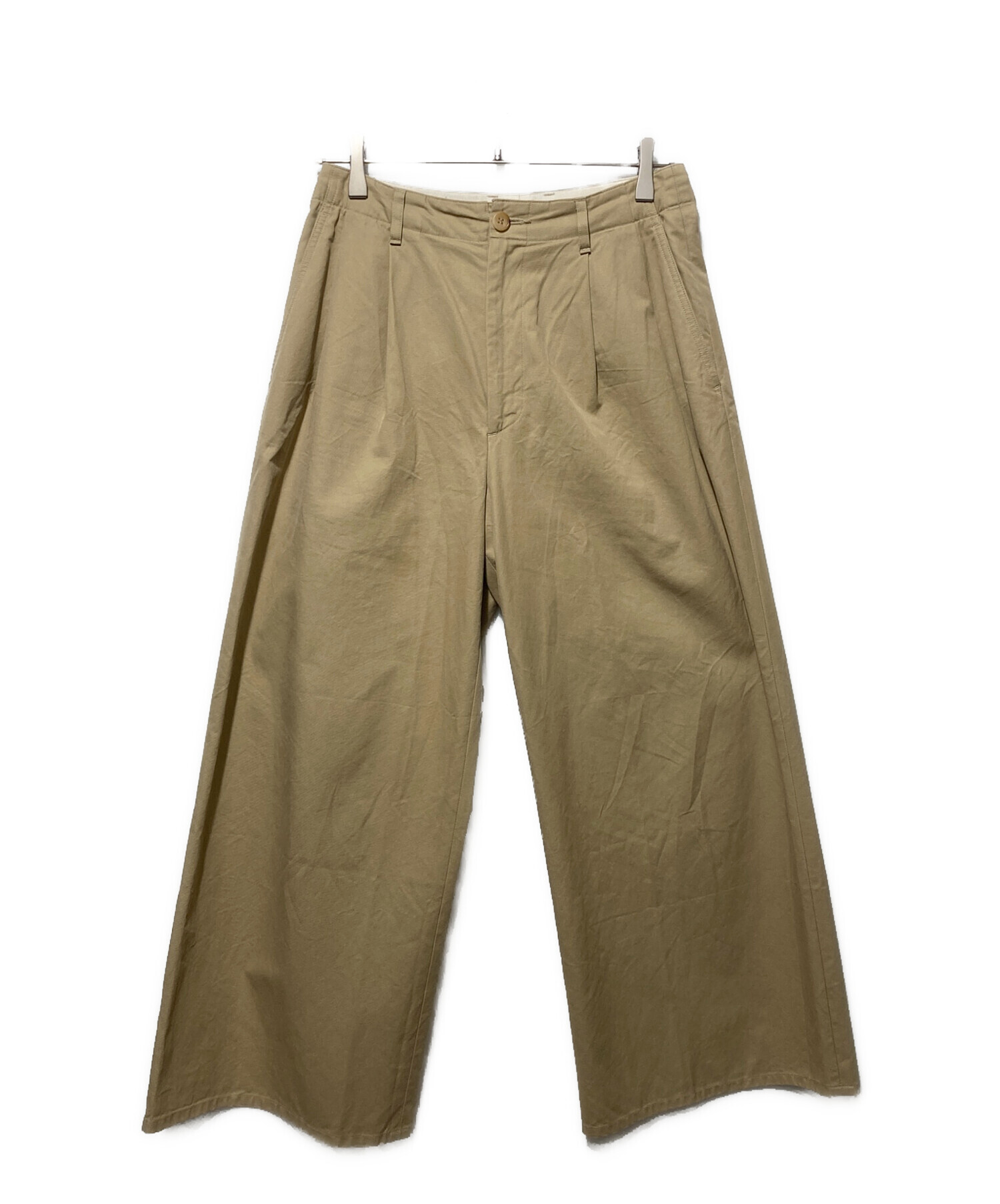 【希少‼️】AURALEE ベージュ カジュアルパンツ 中古・古着通販】AURALEE (オーラリー) ワイドチノパンツ ベージュ