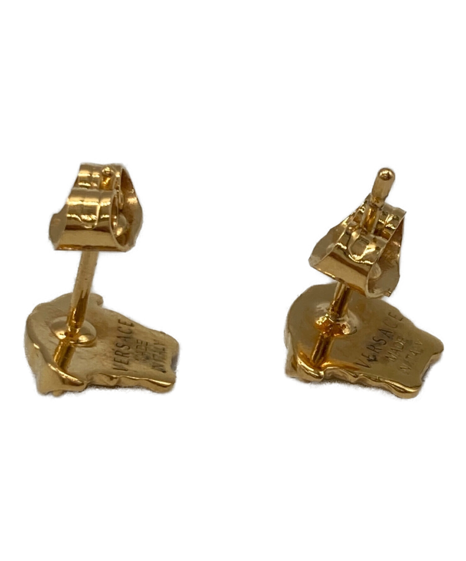 VERSACE V字型ピアス 金メッキ　キブト 中古・古着通販】VERSACE (ヴェルサーチェ) メドゥーサピアス 金メッキ