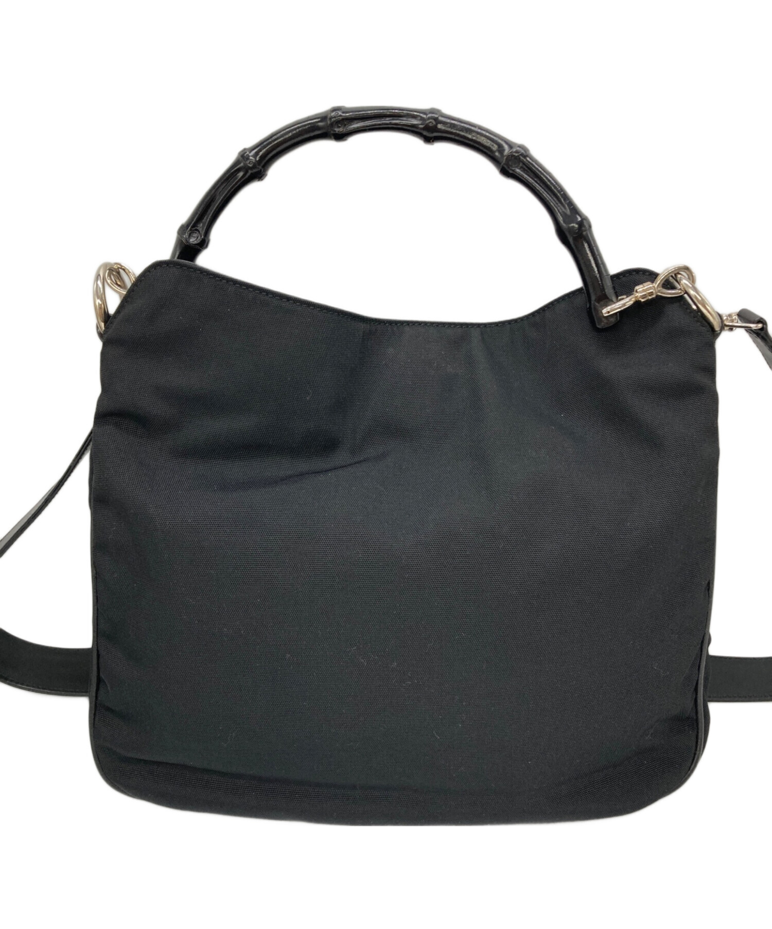 中古・古着通販】GUCCI (グッチ) バンブーナイロン2WAYバッグ ブラック 