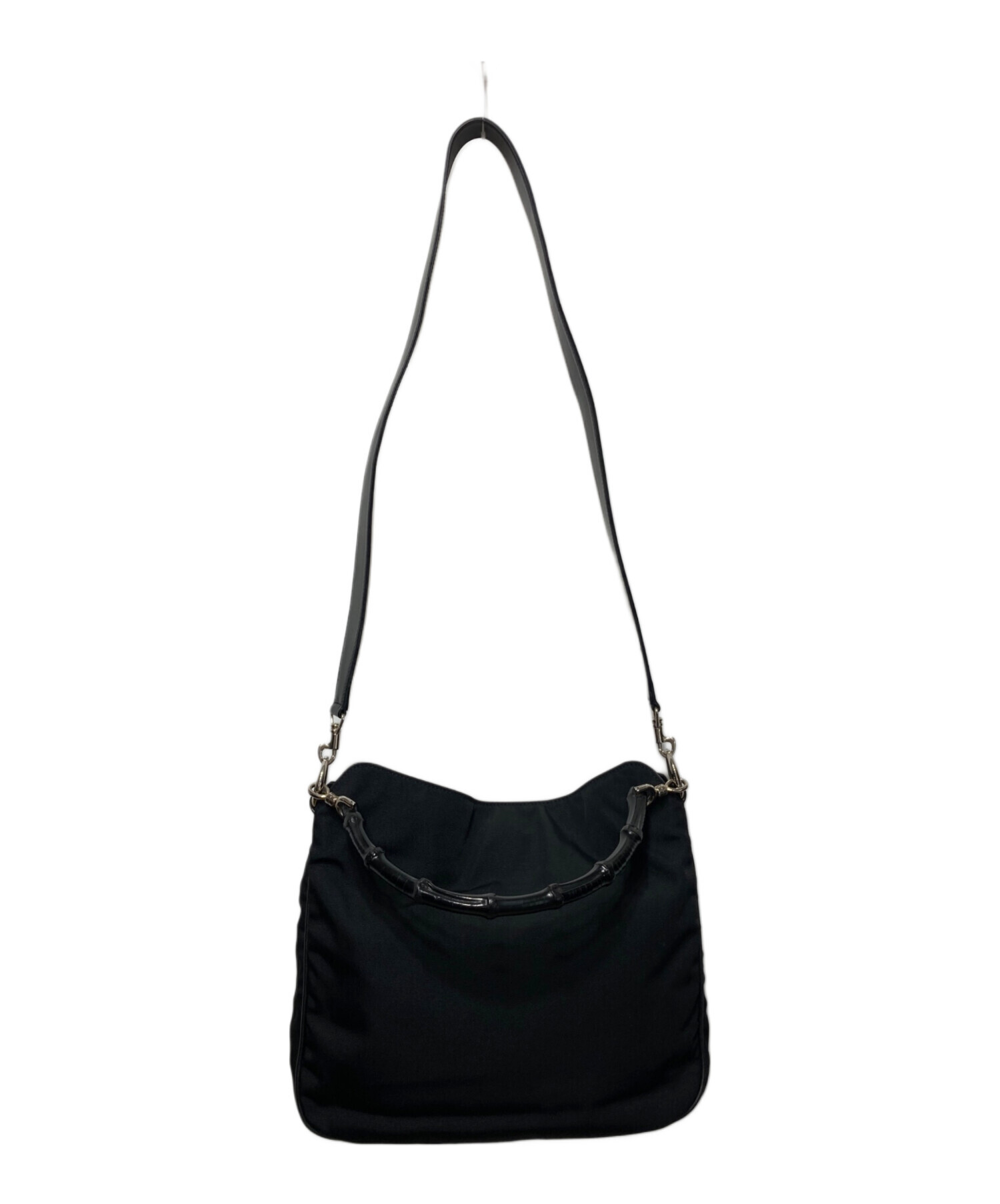 中古・古着通販】GUCCI (グッチ) バンブーナイロン2WAYバッグ ブラック 