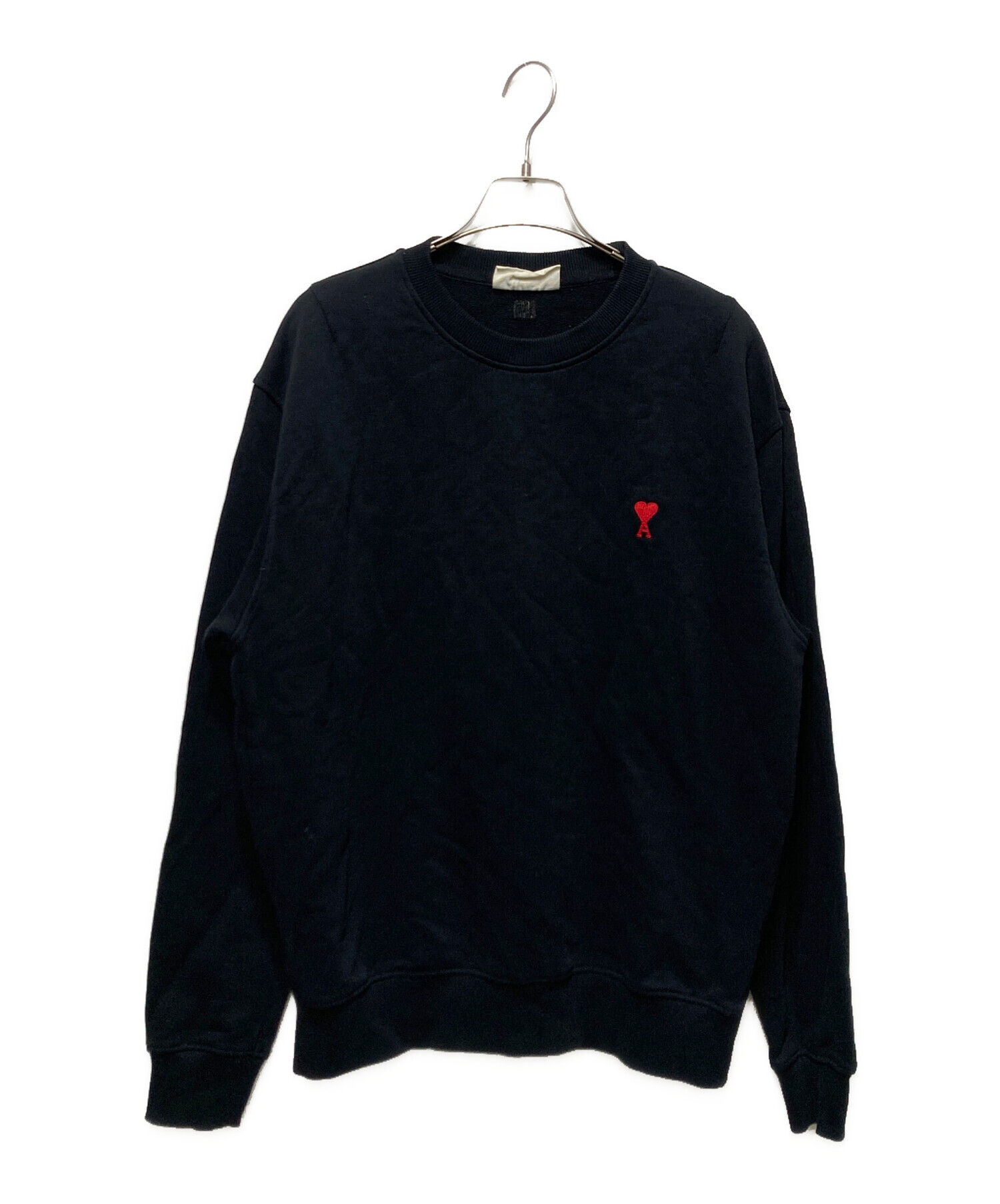 メンズ　AMI Paris（アミ・パリス）ブラック　スウェット　XXL　古着 中古・古着通販】AMI PARIS (アミ パリス) ワンポイントスウェット