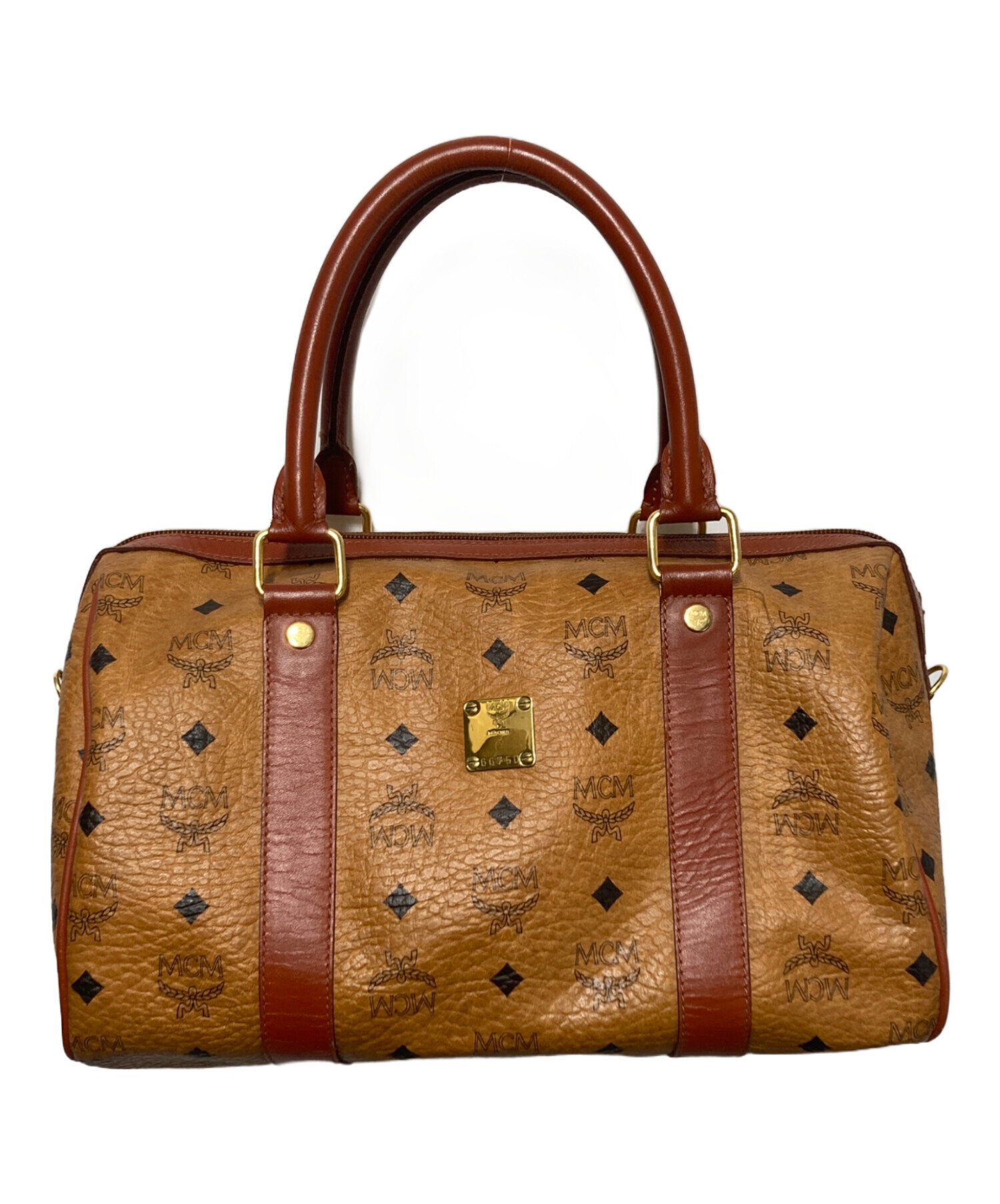 MCM ボストンバッグ ブラウン ロゴプリント MCM ロゴプリント ボストンバッグ 大容量40L - メルカリ