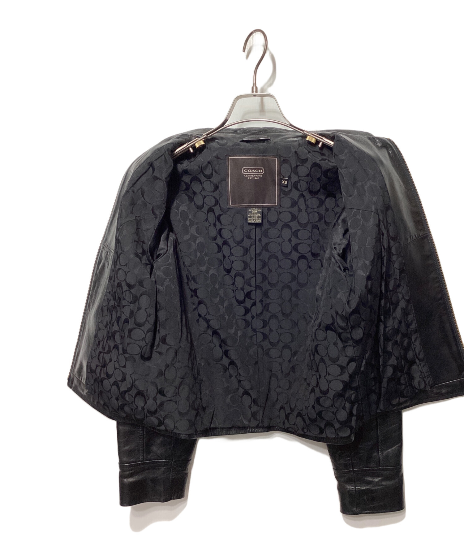 中古・古着通販】COACH (コーチ) レザージャケット ブラック サイズ:XS