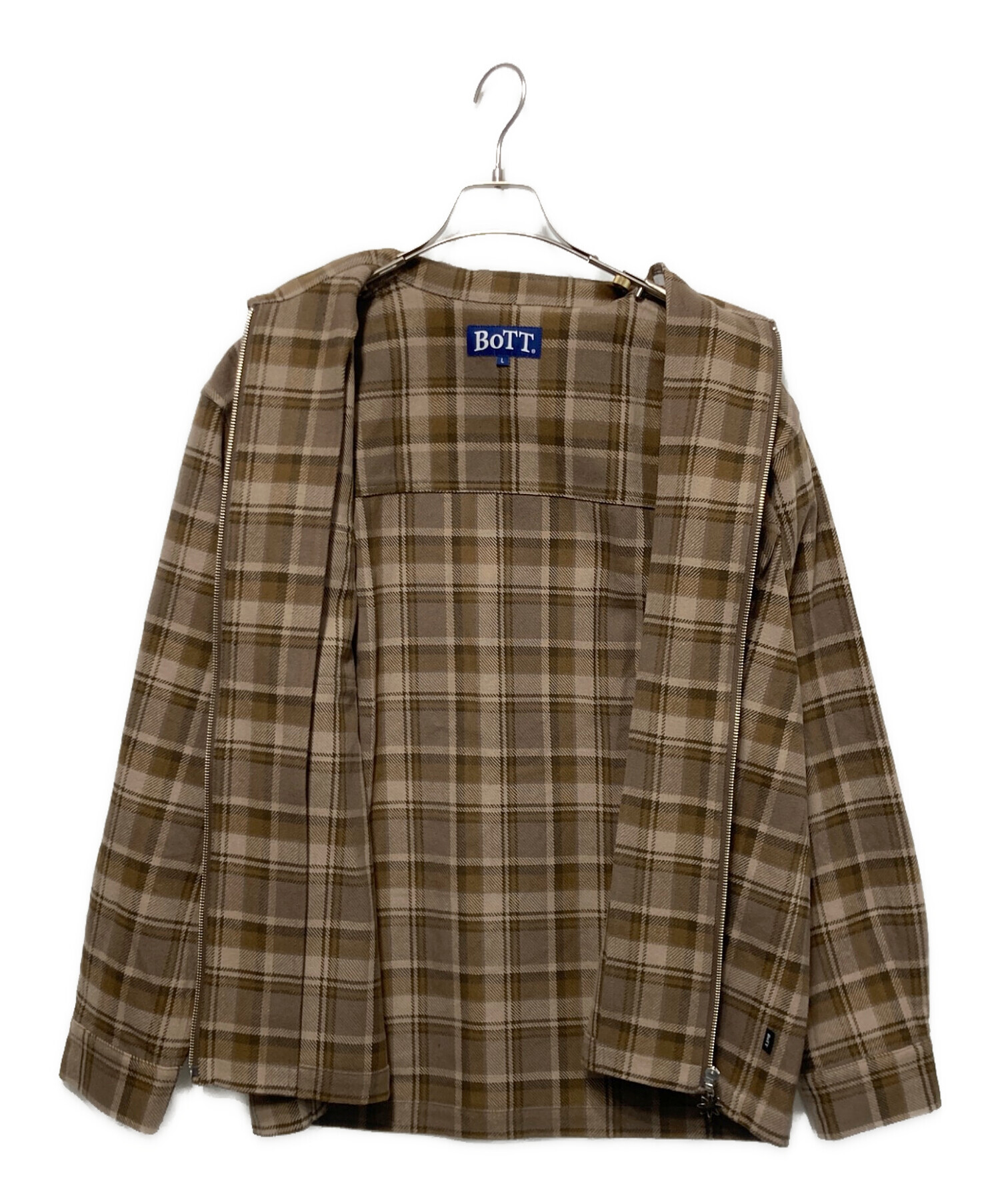 ジャケット・アウター BoTT / Quilted Flannel Shirt / S 中古・古着通販】BoTT (ボット) Zip-Up Flannel Shirt ブラウン サイズ