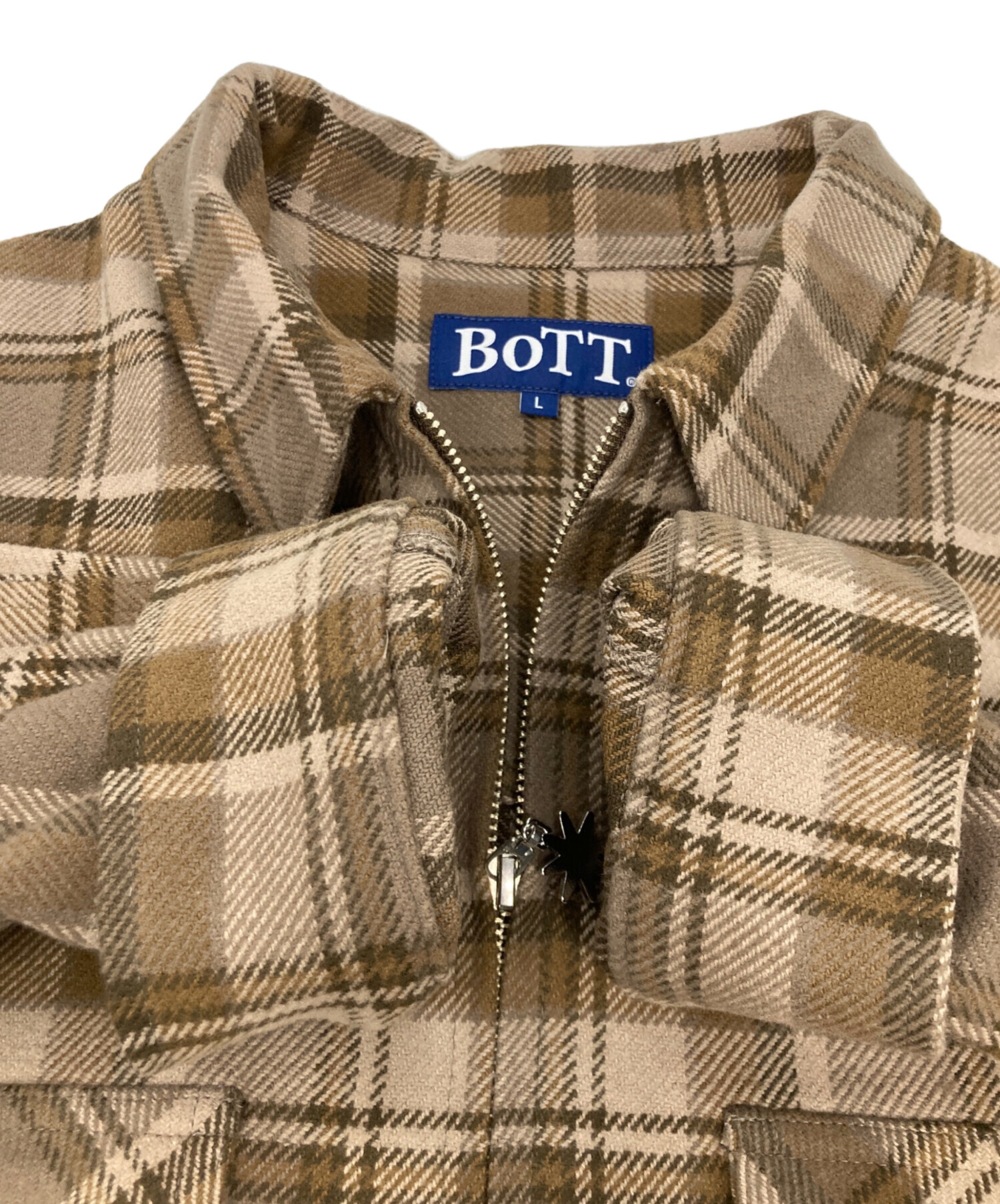 ジャケット・アウター BoTT / Quilted Flannel Shirt / S 中古・古着通販】BoTT (ボット) Zip-Up Flannel Shirt ブラウン サイズ