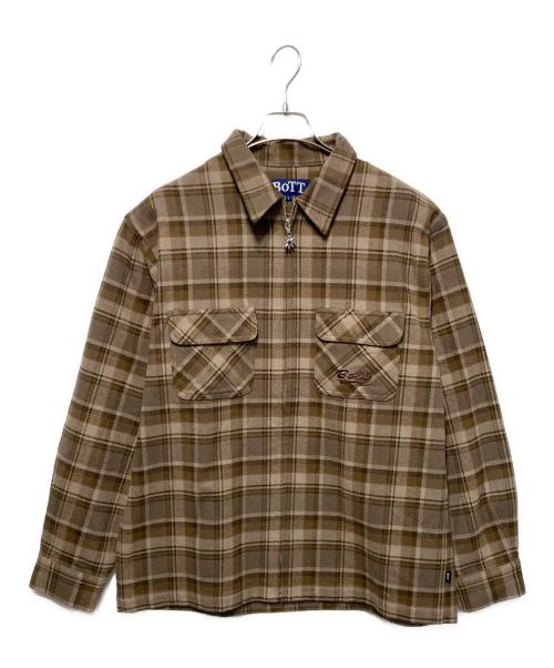 ジャケット・アウター BoTT / Quilted Flannel Shirt / S 中古・古着通販】BoTT (ボット) Zip-Up Flannel Shirt ブラウン サイズ