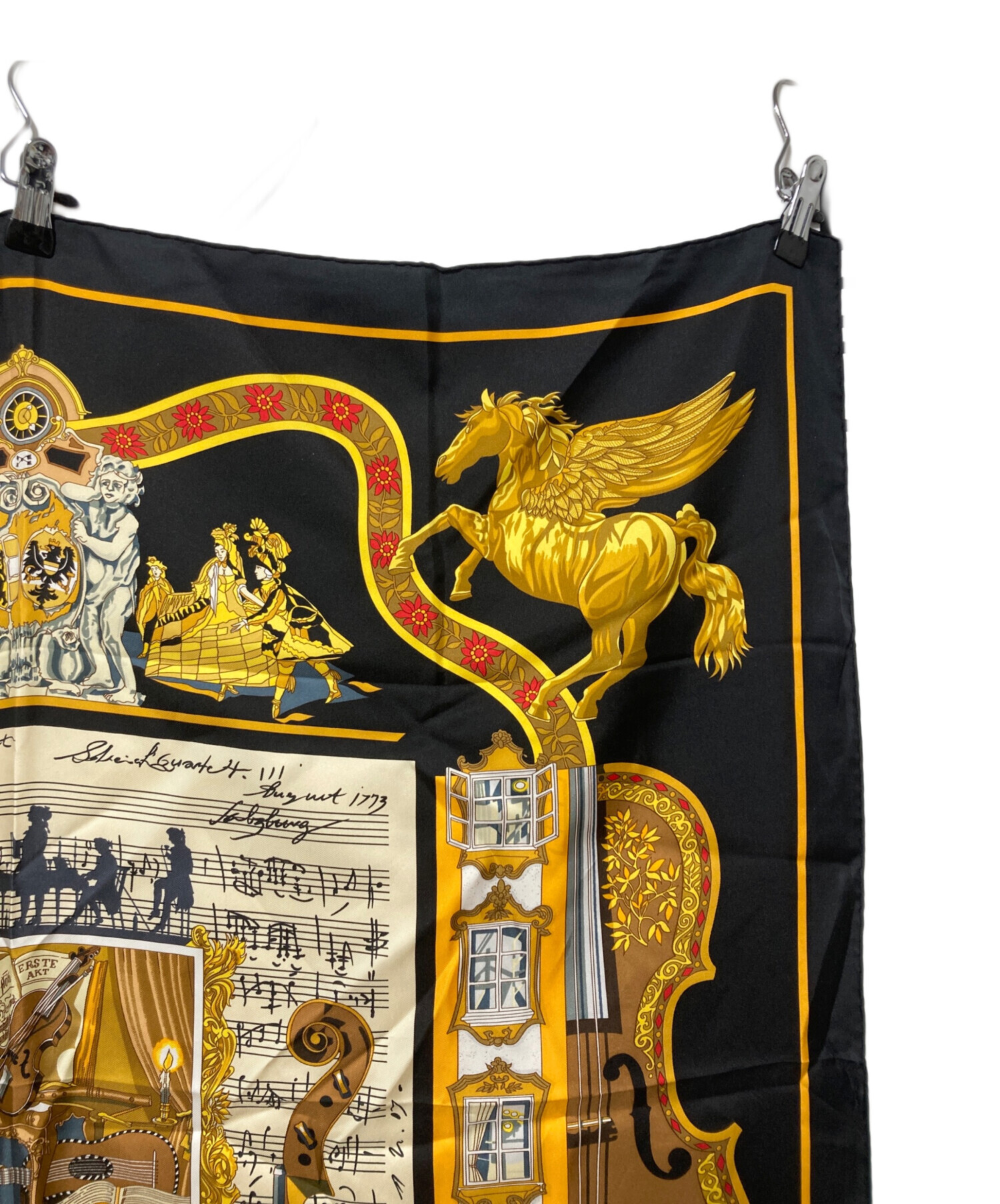 中古・古着通販】HERMES (エルメス) シルクスカーフ ブラック