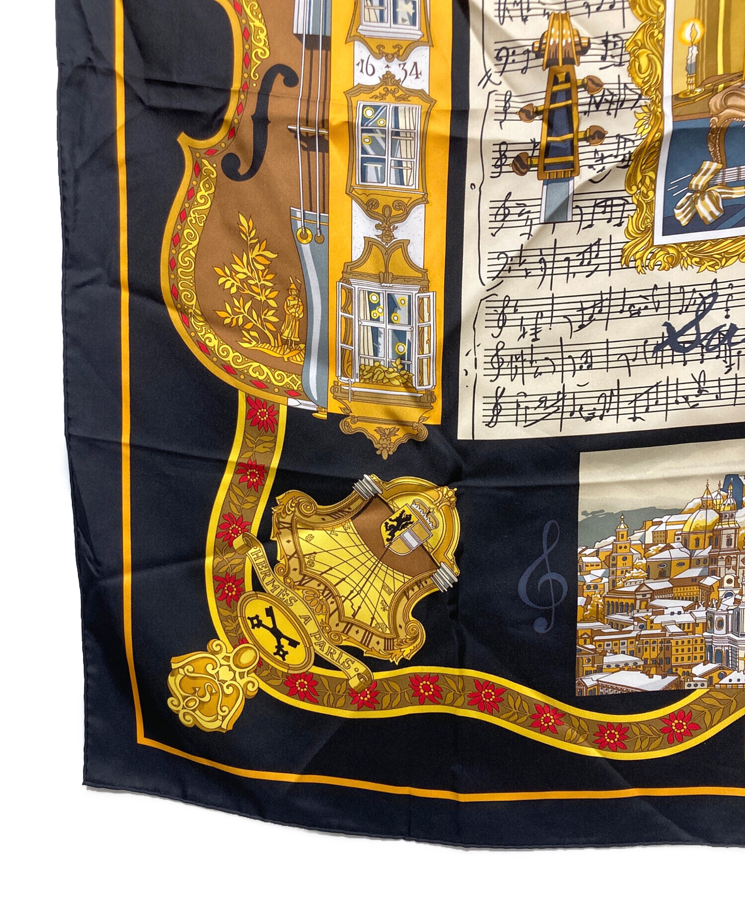 未使用 23SS エルメス シルク スカーフ Coaching グリーン タグ付 中古・古着通販】HERMES (エルメス) シルクスカーフ ブラック