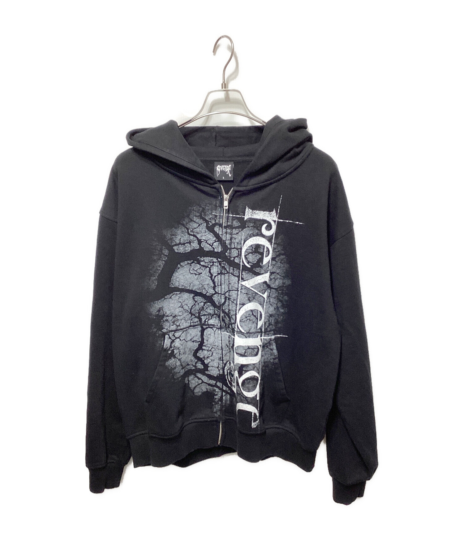 revenge ブラック フード付きパーカー 中古・古着通販】REVENGE (リベンジ) ジップパーカー ブラック サイズ