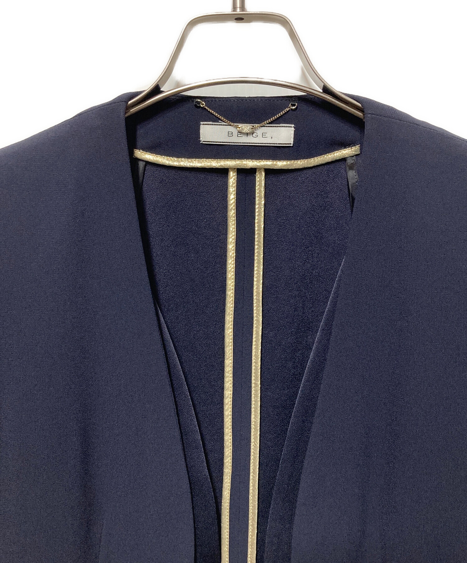 中古・古着通販】BEIGE (ベイジ) CINDY ノーカラージャケット ネイビー