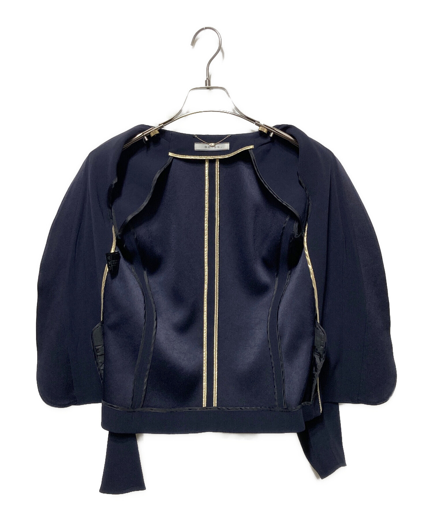 中古・古着通販】BEIGE (ベイジ) CINDY ノーカラージャケット ネイビー