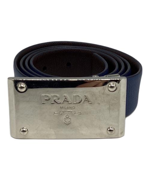 新品タグ付き✨PRADA ベルト シルク ブルー プラダ バックル 中古・古着通販】PRADA (プラダ) ベルト ネイビー｜ブランド・古着通販
