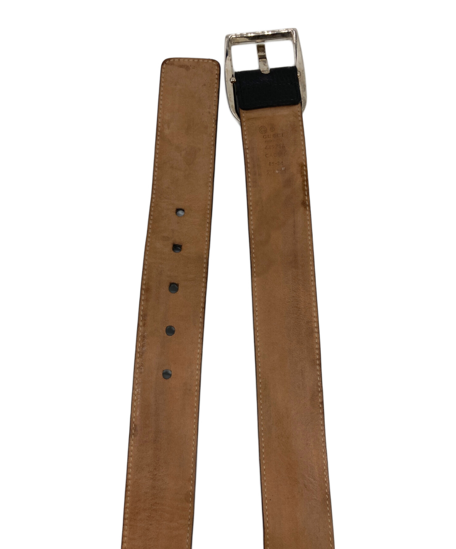 中古・古着通販】GUCCI (グッチ) シボ革ベルト ブラック｜ブランド