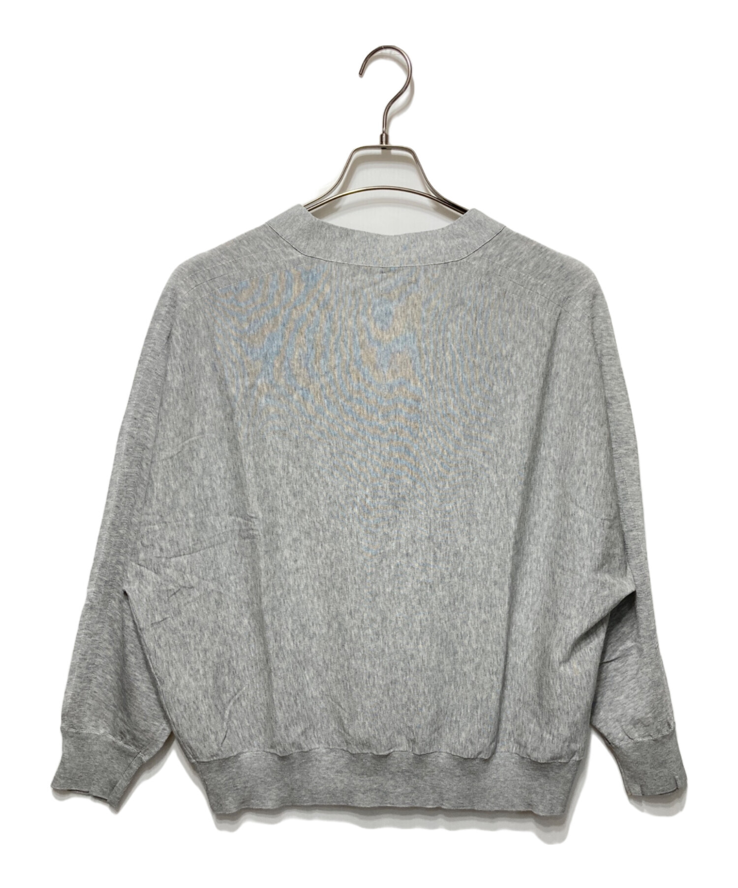 【16】中古美品 ebure エブール Vネックカーディガン カーキ 中古・古着通販】ebure (エブール) Vネックカーディガン グレー サイズ