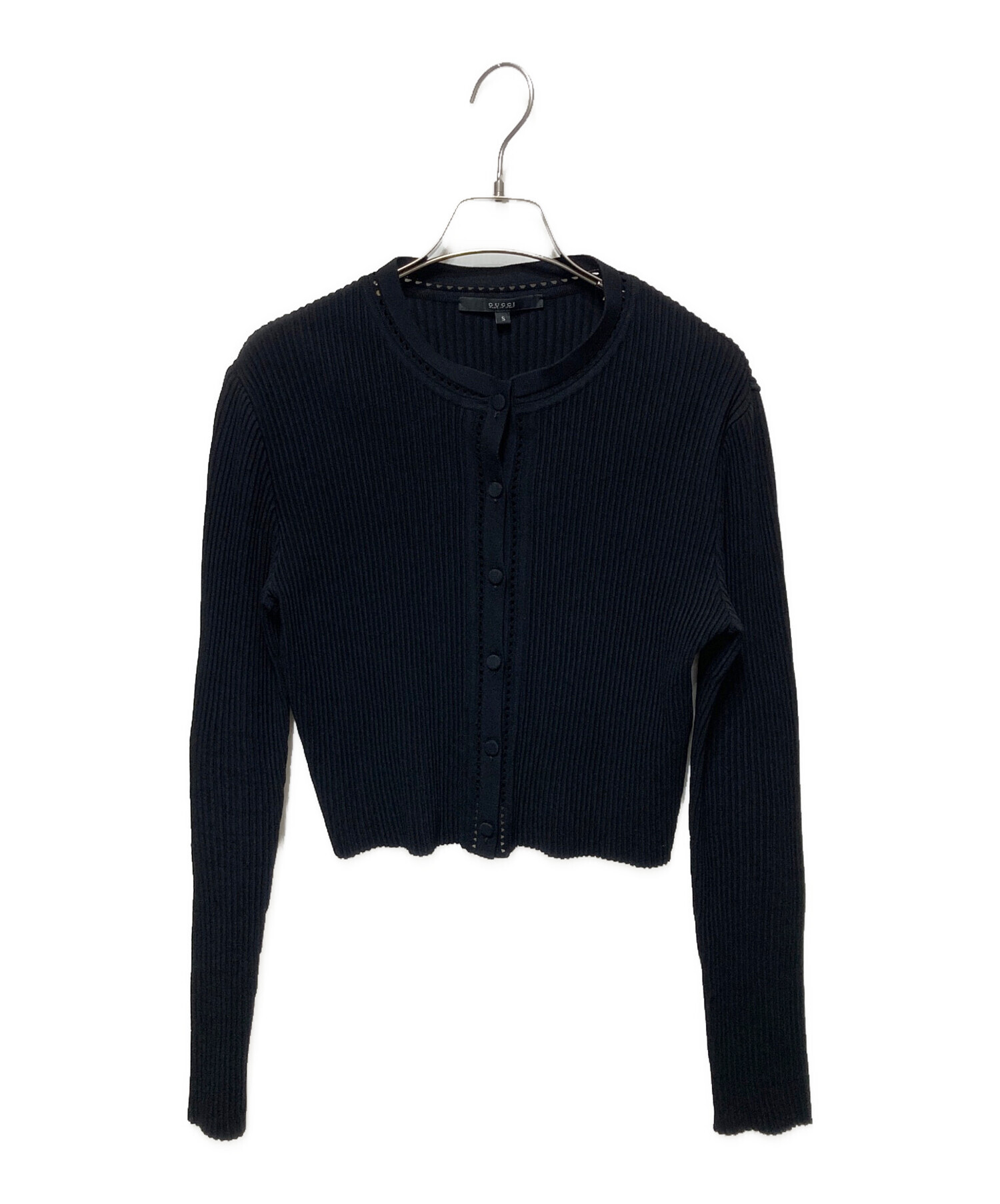 中古・古着通販】GUCCI (グッチ) プリーツニットカーディガン ブラック 