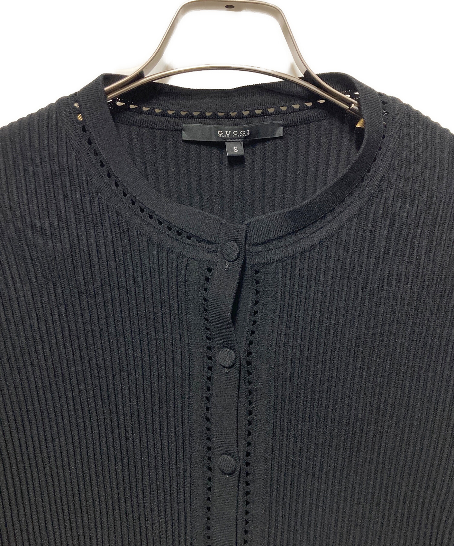 中古・古着通販】GUCCI (グッチ) プリーツニットカーディガン ブラック 