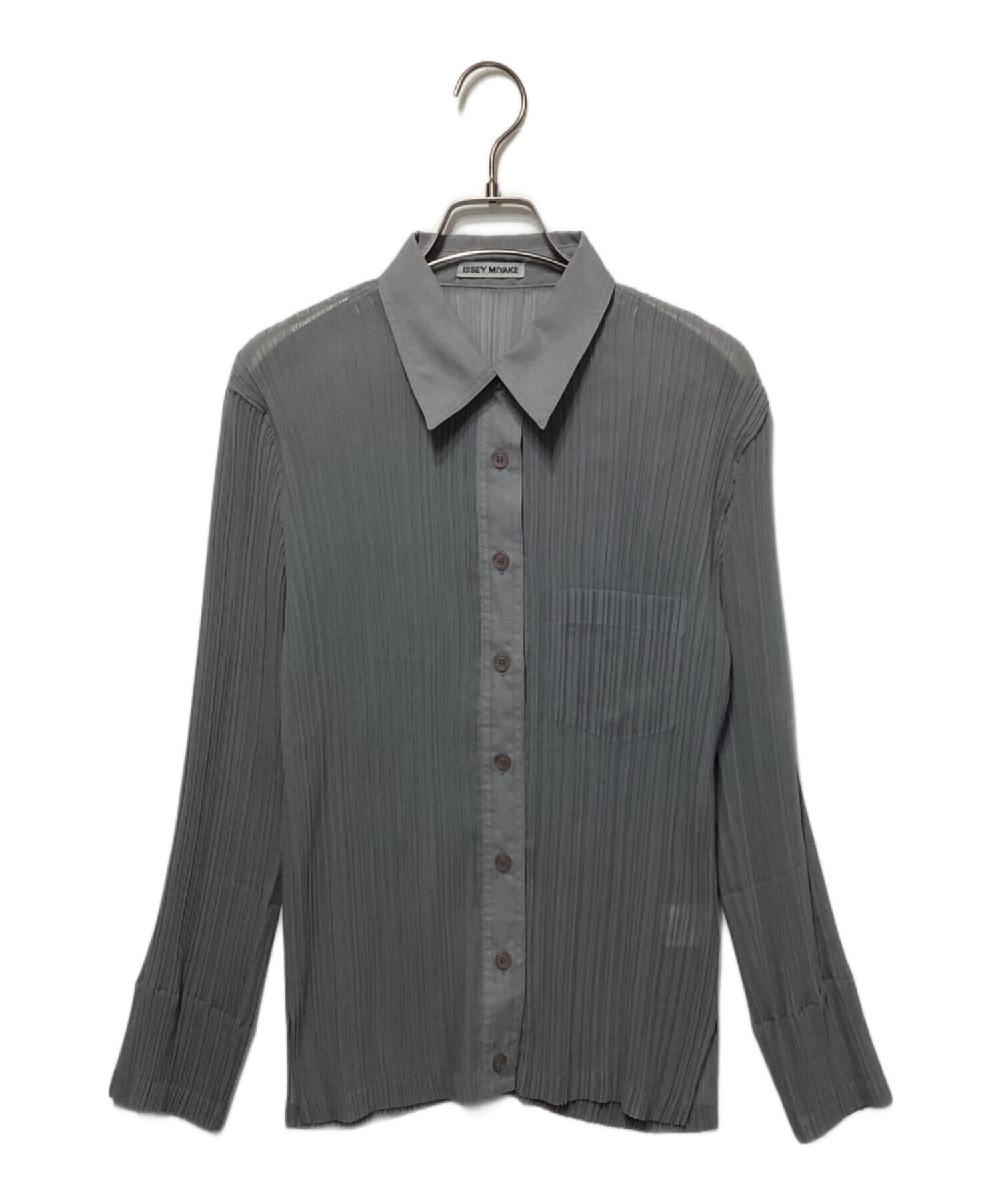 ISSEY MIYAKE (イッセイミヤケ) プリーツブラウス グレー サイズ:M