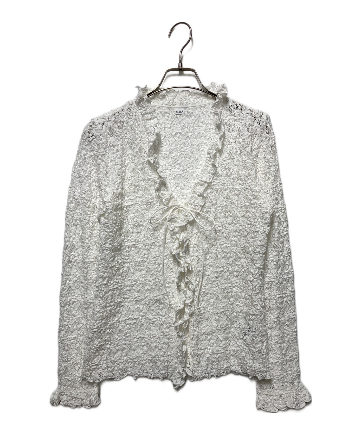 中古・古着通販】CODE A (コードエー) fluffy lace blouse ホワイト