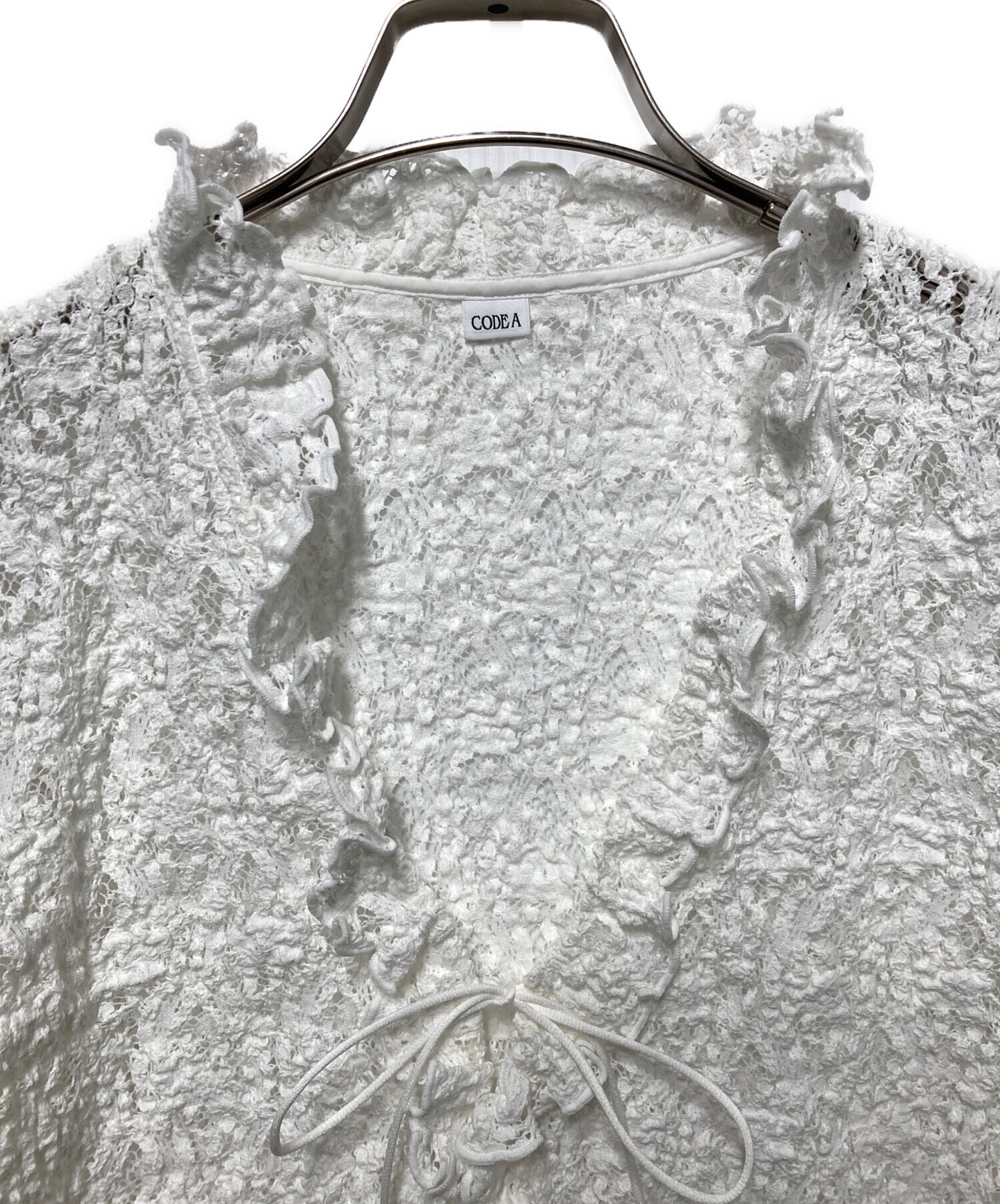 中古・古着通販】CODE A (コードエー) fluffy lace blouse ホワイト 