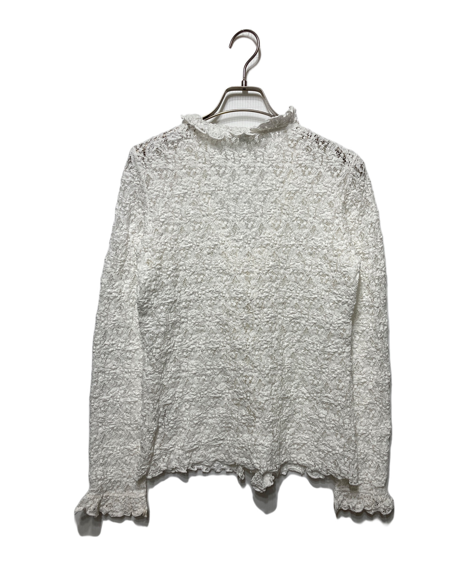 中古・古着通販】CODE A (コードエー) fluffy lace blouse ホワイト 