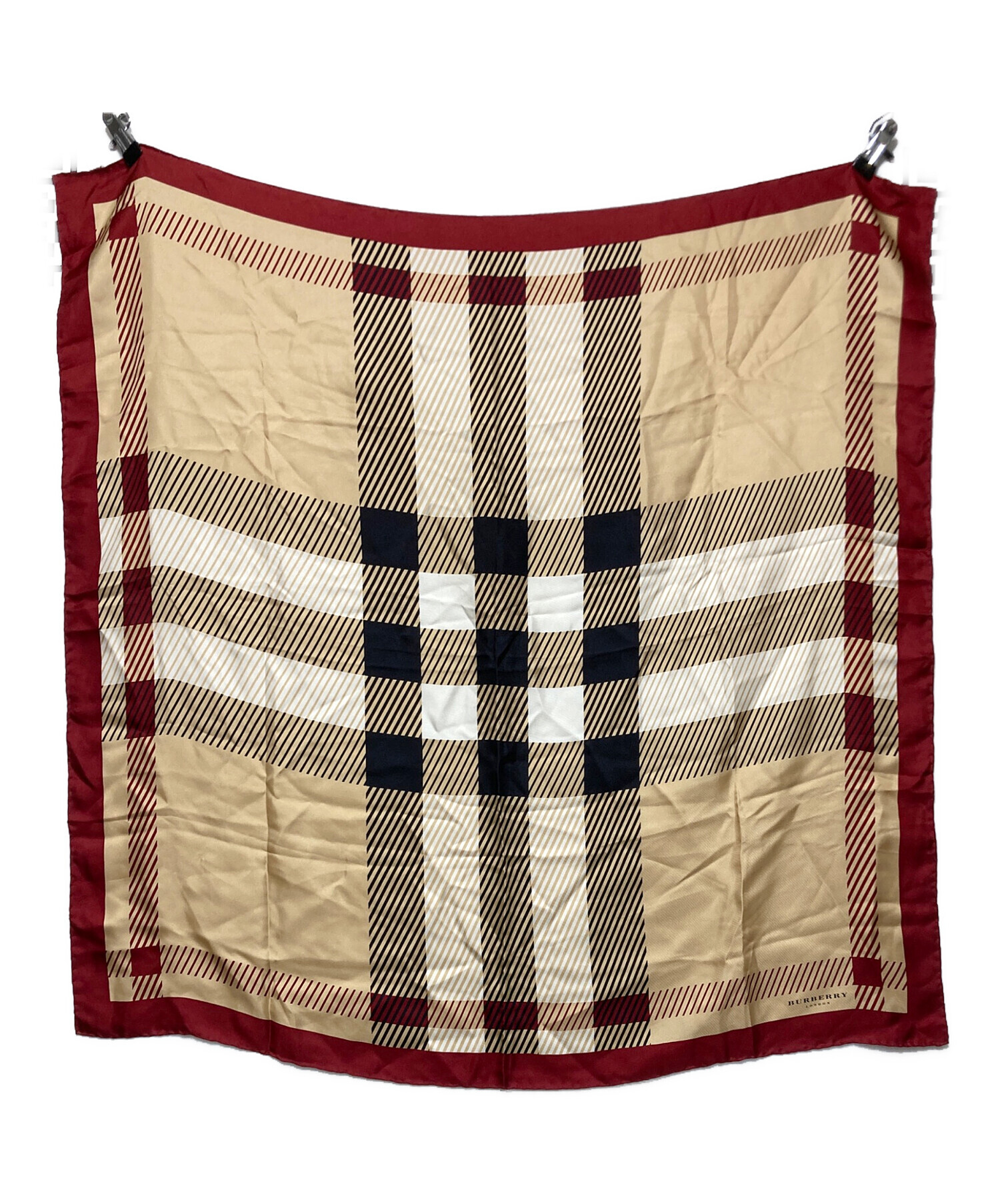 中古・古着通販】BURBERRY (バーバリー) シルクスカーフ レッド
